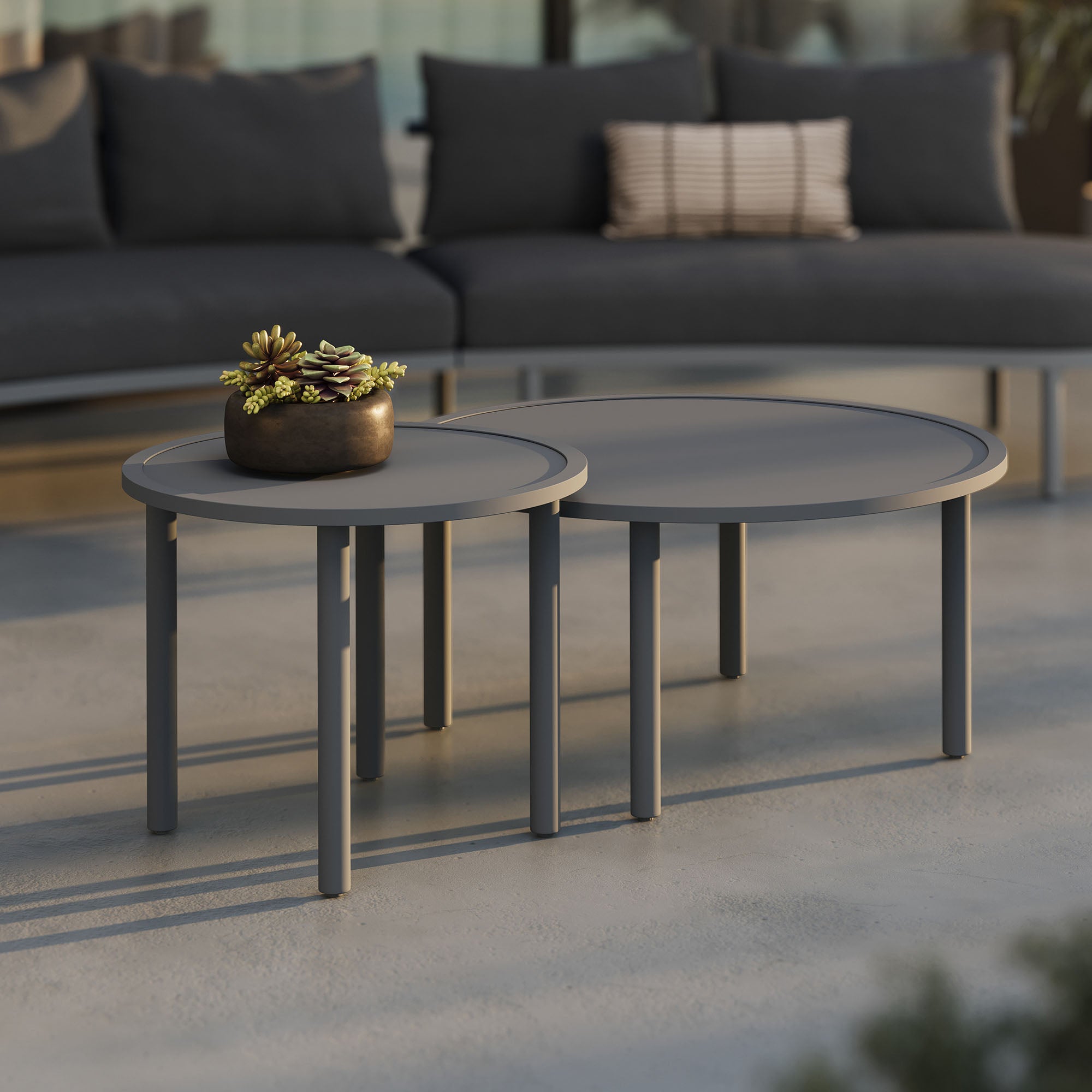 Porta 2 Piece Nesting Outdoor Patio Aluminum Coffee Table Set