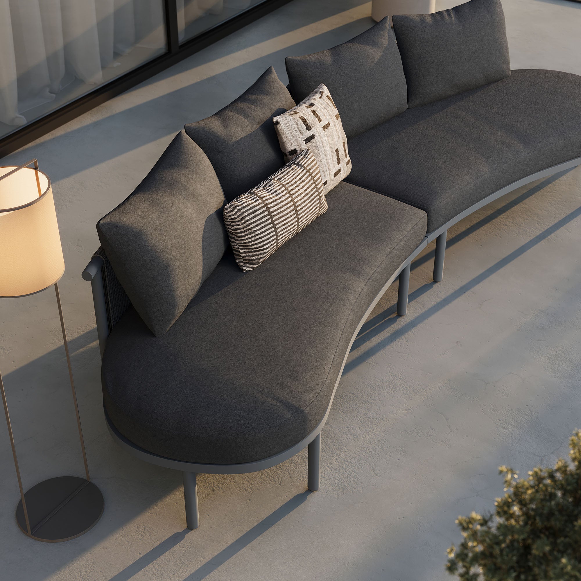 Porta 2 Piece Outdoor Patio Aluminum Modular Sofa