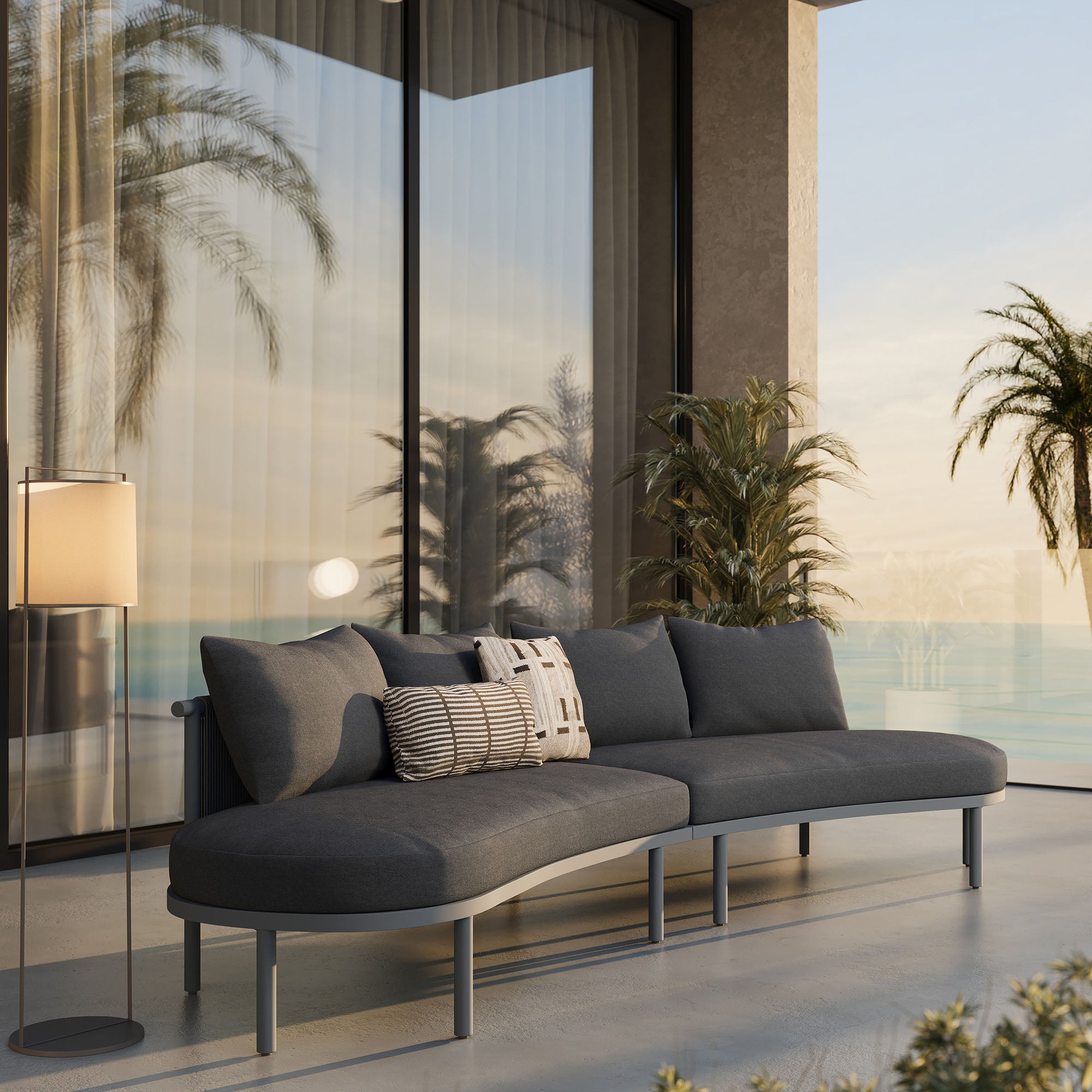 Porta 2 Piece Outdoor Patio Aluminum Modular Sofa