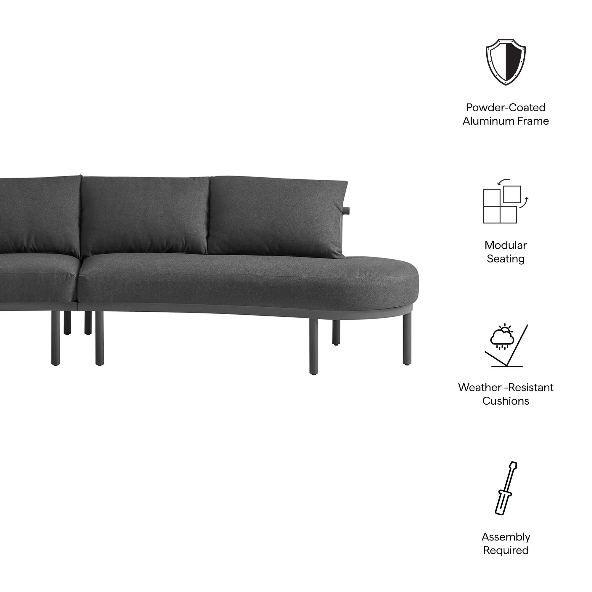 Porta 2 Piece Outdoor Patio Aluminum Modular Sofa