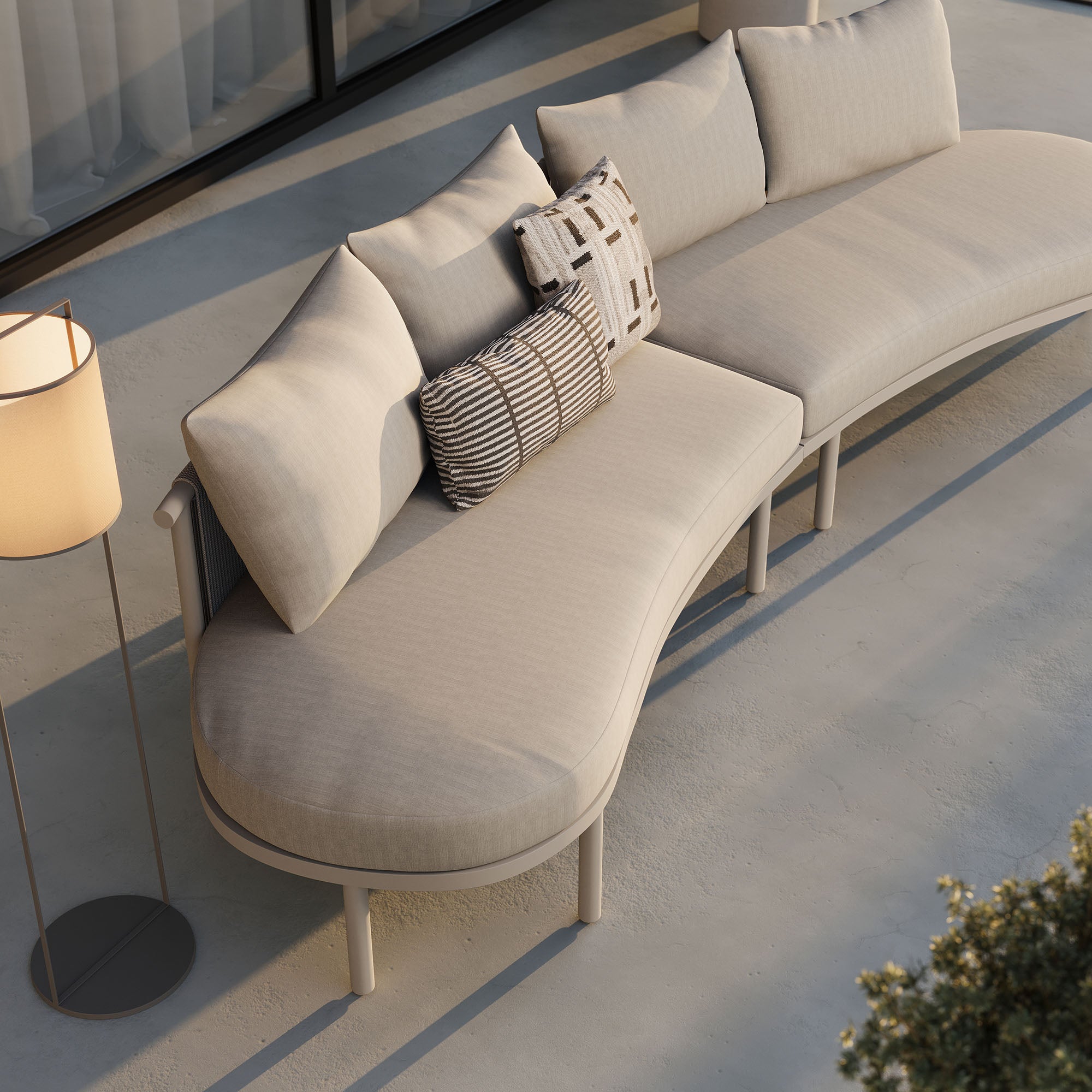 Porta 2 Piece Outdoor Patio Aluminum Modular Sofa