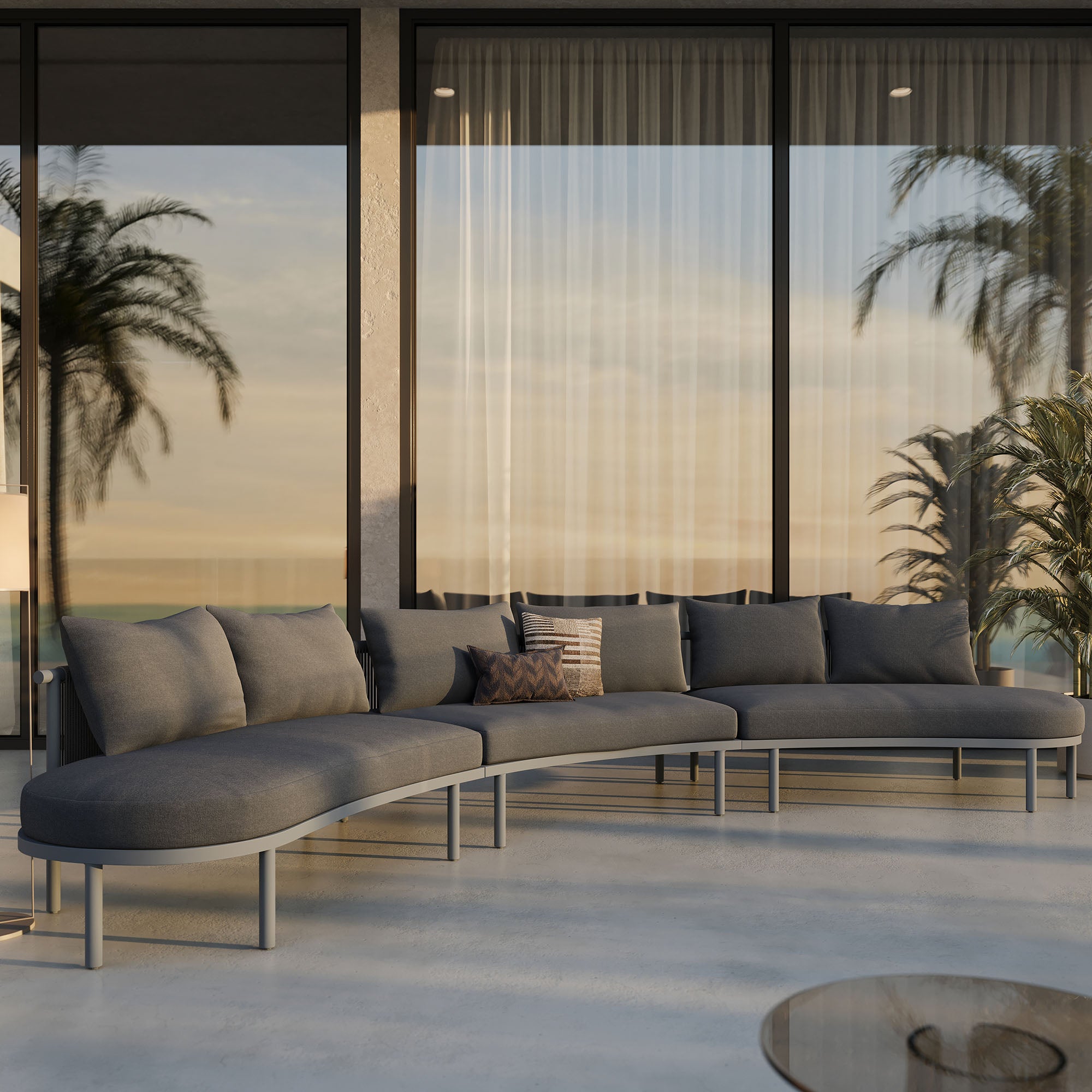 Porta 3 Piece Outdoor Patio Aluminum Modular Sofa