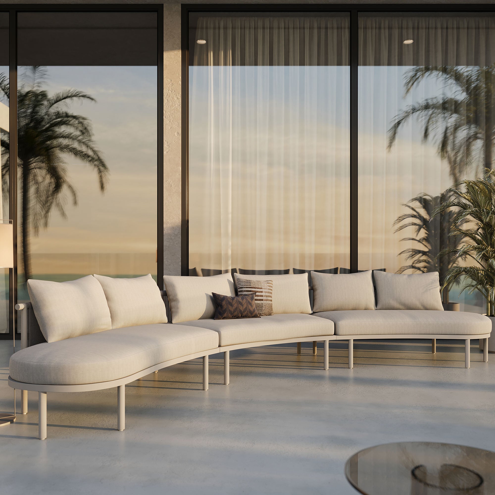 Porta 3 Piece Outdoor Patio Aluminum Modular Sofa