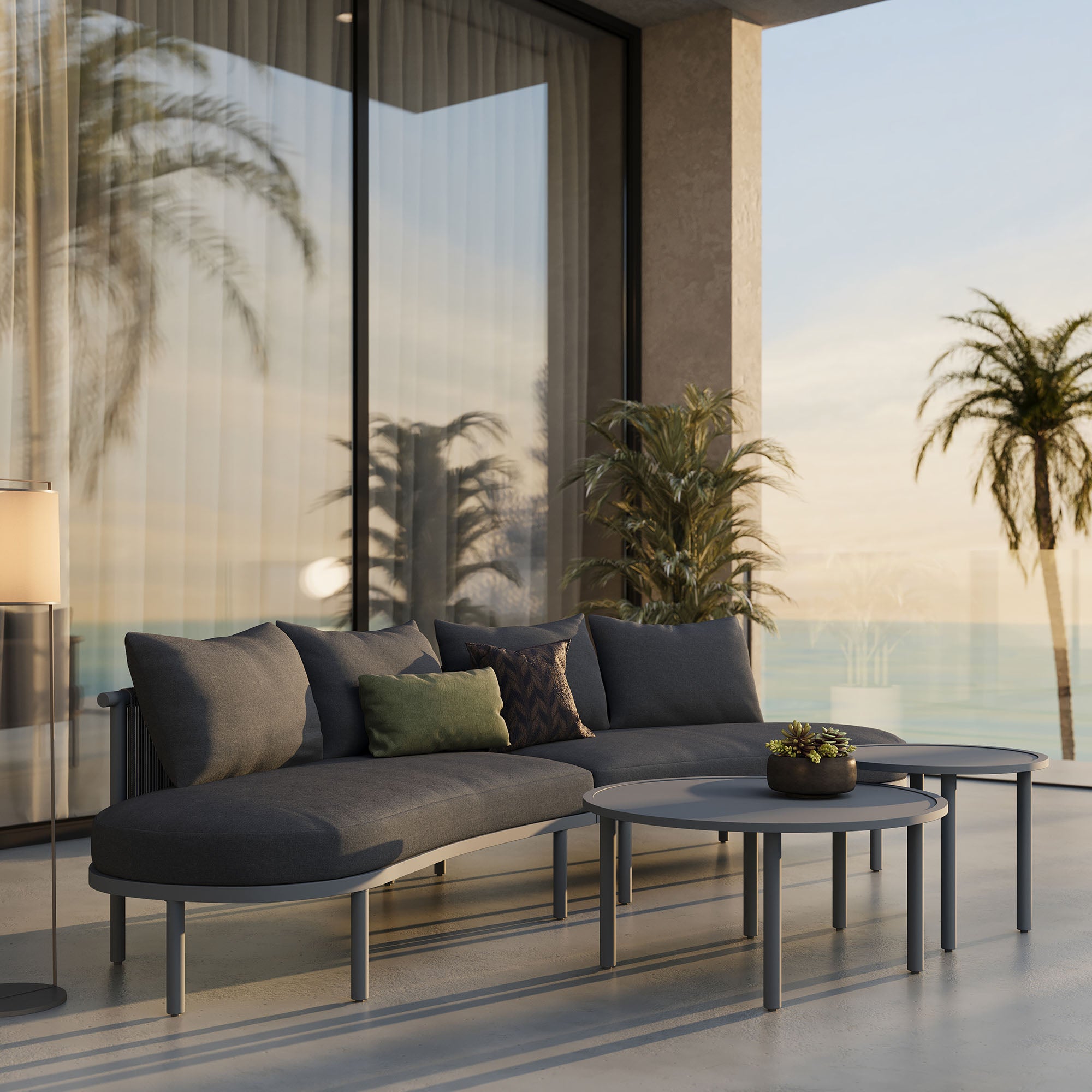 Porta 4 Piece Outdoor Patio Aluminum Modular Sofa Set