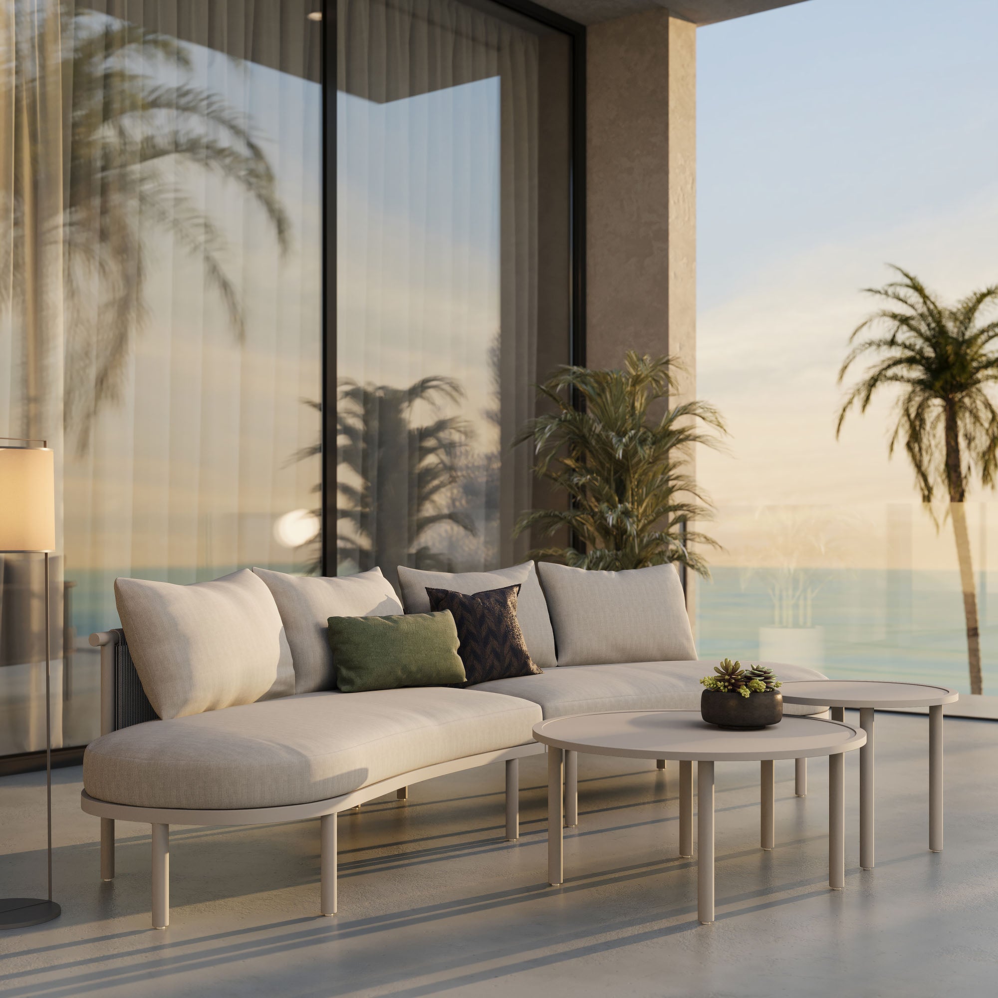 Porta 4 Piece Outdoor Patio Aluminum Modular Sofa Set