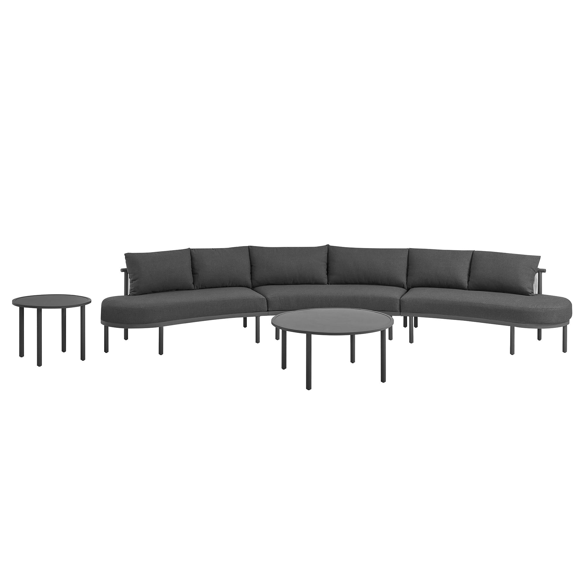 Porta 5 Piece Outdoor Patio Aluminum Modular Sofa Set