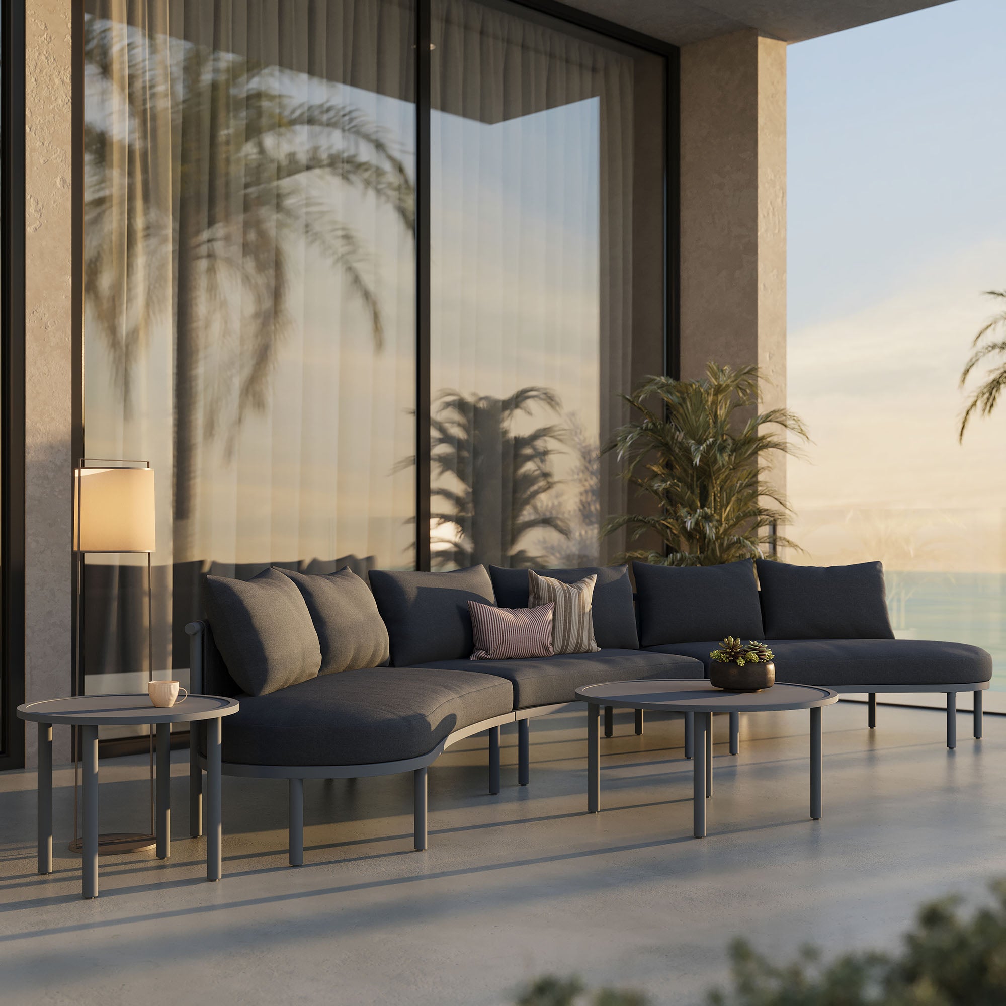 Porta 5 Piece Outdoor Patio Aluminum Modular Sofa Set