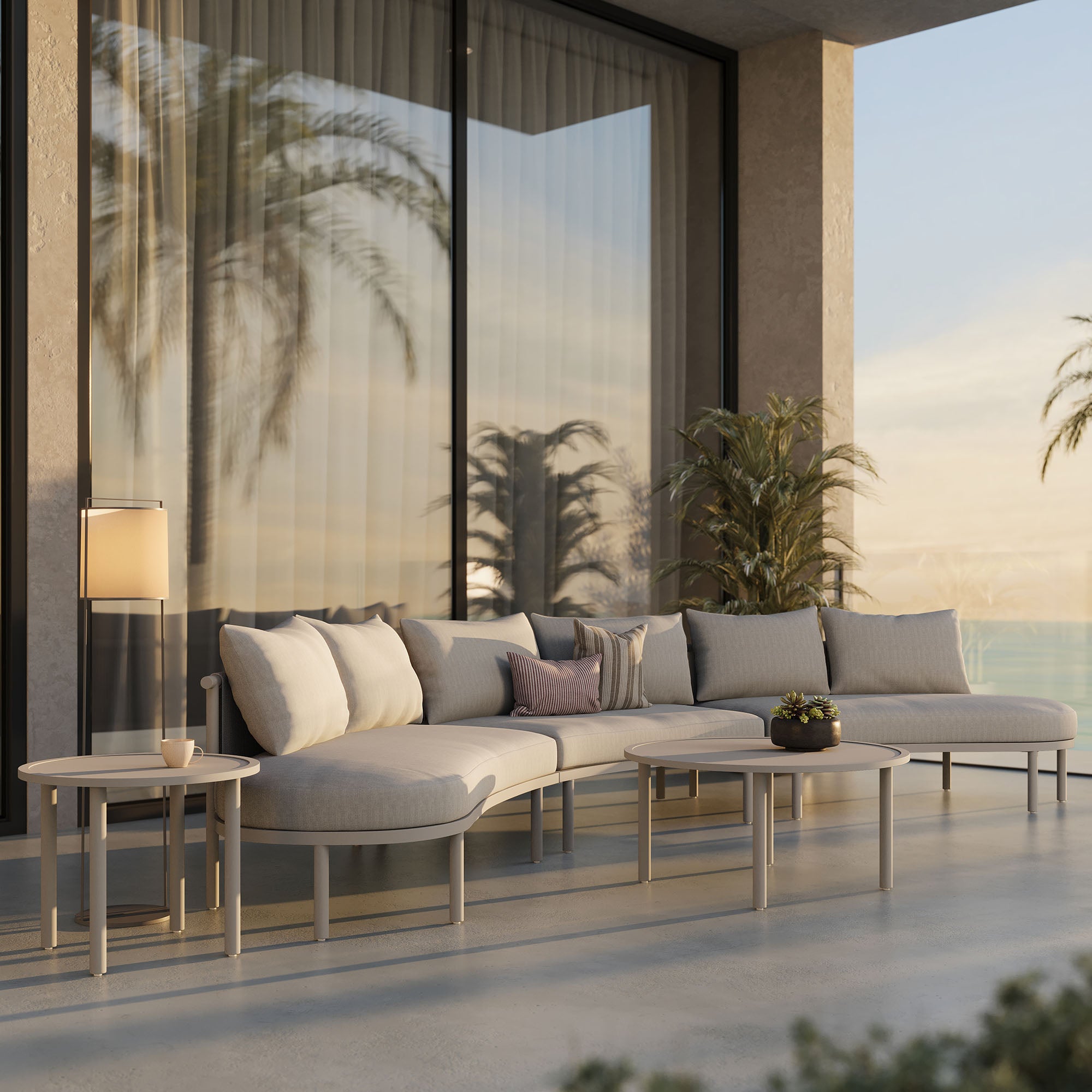 Porta 5 Piece Outdoor Patio Aluminum Modular Sofa Set
