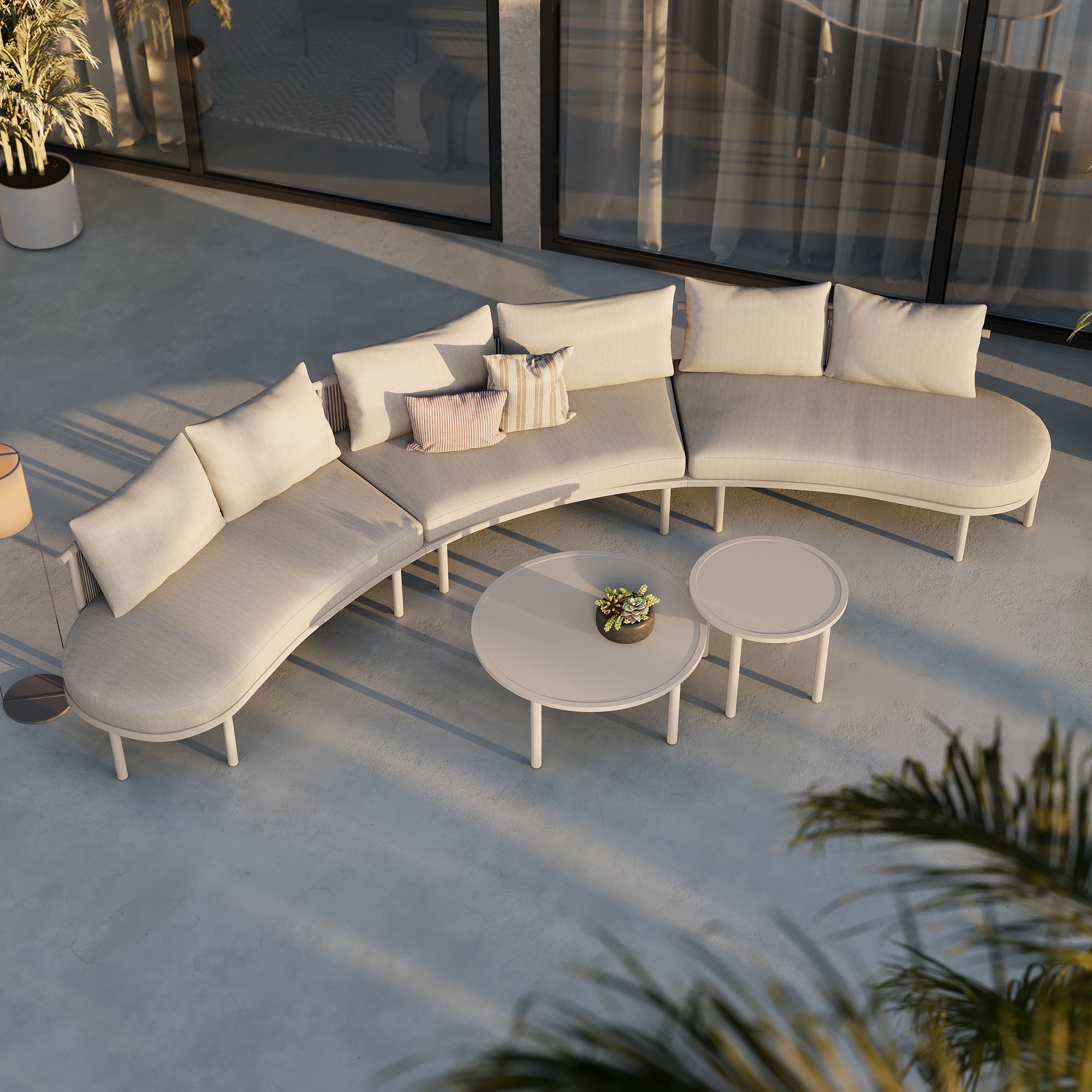 Porta 5 Piece Outdoor Patio Aluminum Modular Sofa Set