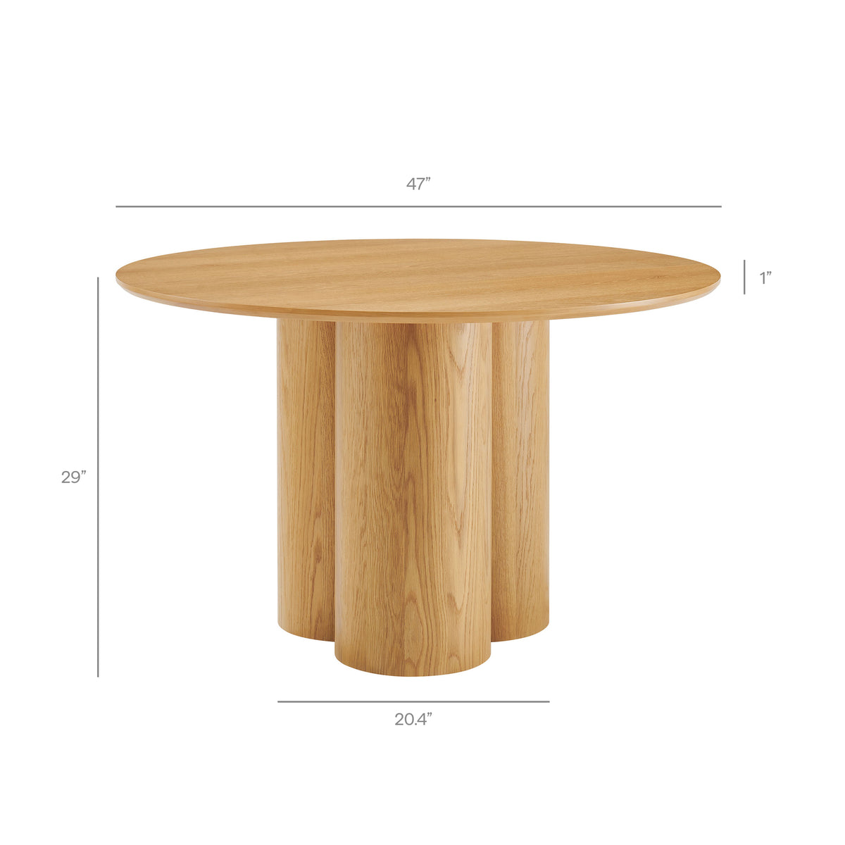 Renwick 47 Inch Oak Veneer Round Pedestal Dining Table