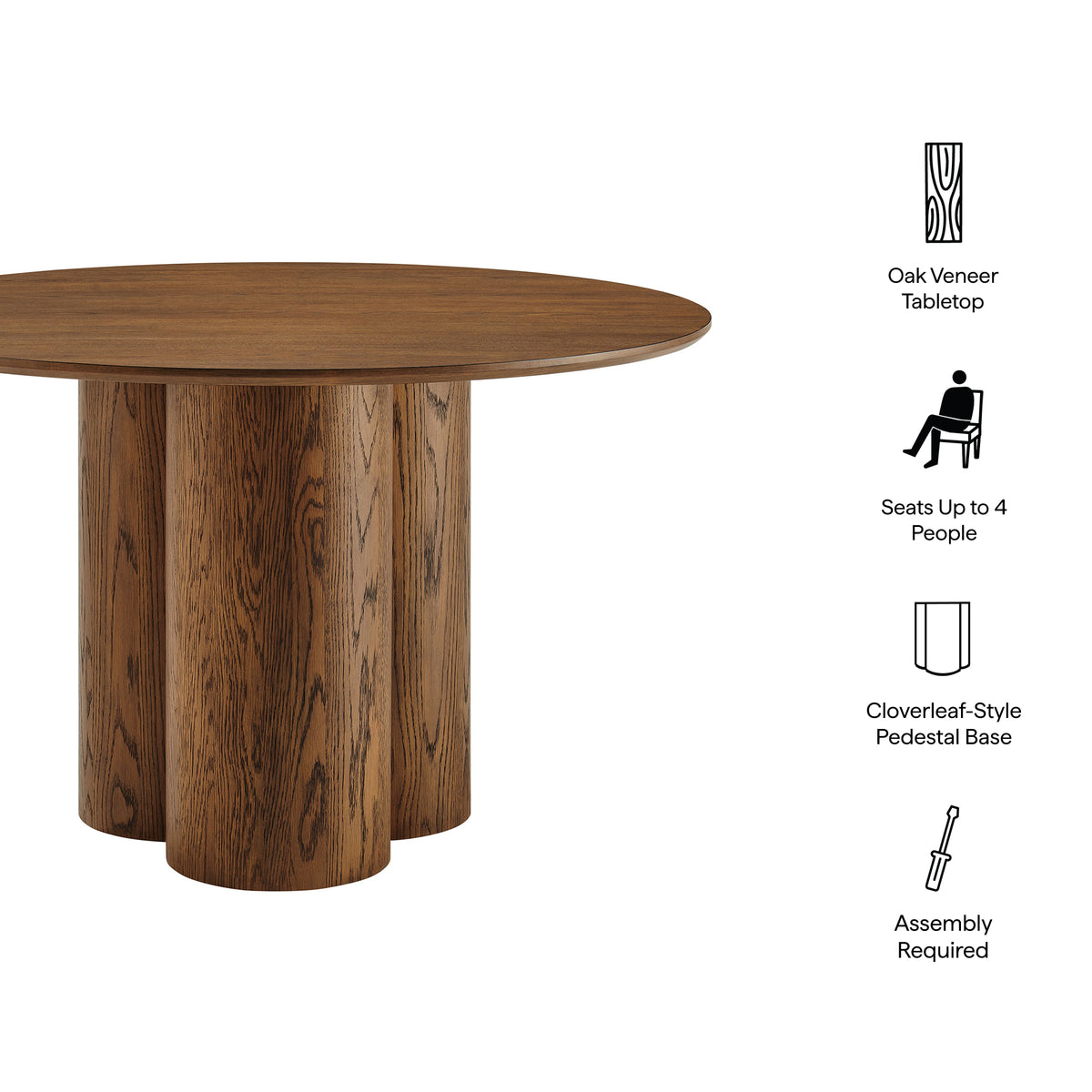Renwick 47 Inch Oak Veneer Round Pedestal Dining Table