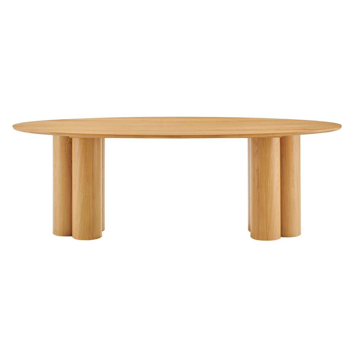 Renwick 79 Inch Oak Veneer Oval Pedestal Dining Table