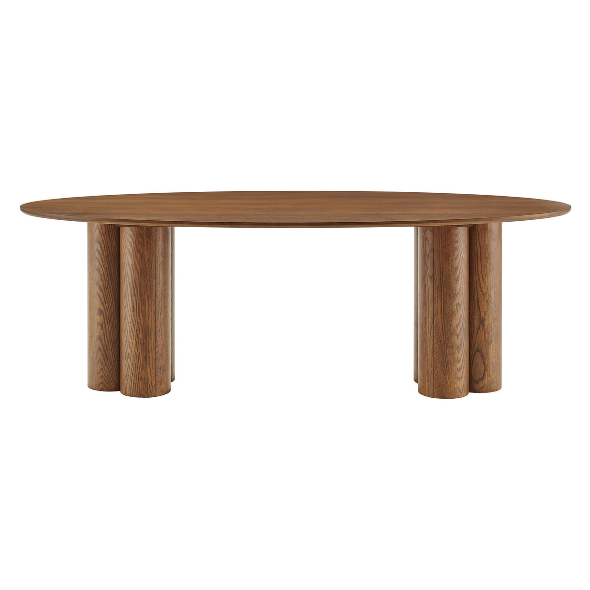 Renwick 79 Inch Oak Veneer Oval Pedestal Dining Table