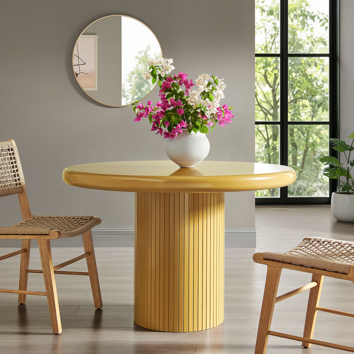 Belmonte 45 Inch Painted Wood Round Pedestal Dining Table