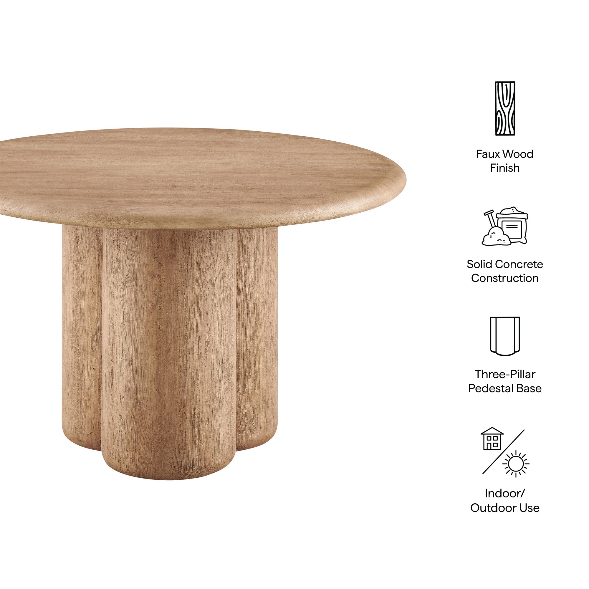 Tori 48 Inch Round Indoor and Outdoor Patio Dining Table