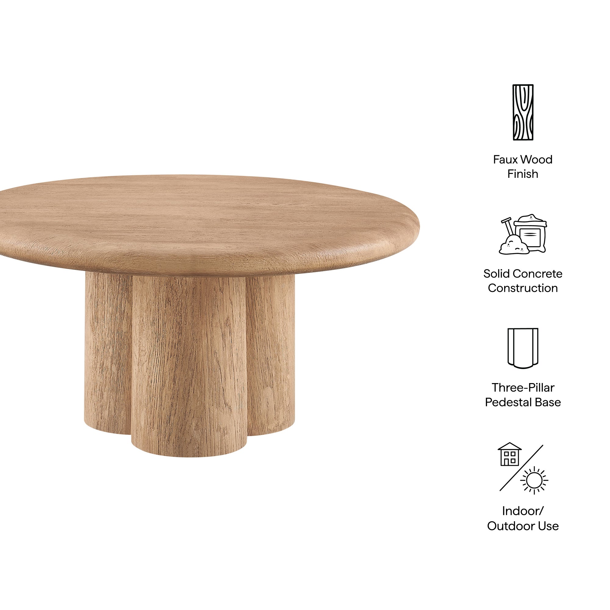 Tori 31 Inch Round Indoor and Outdoor Patio Coffee Table