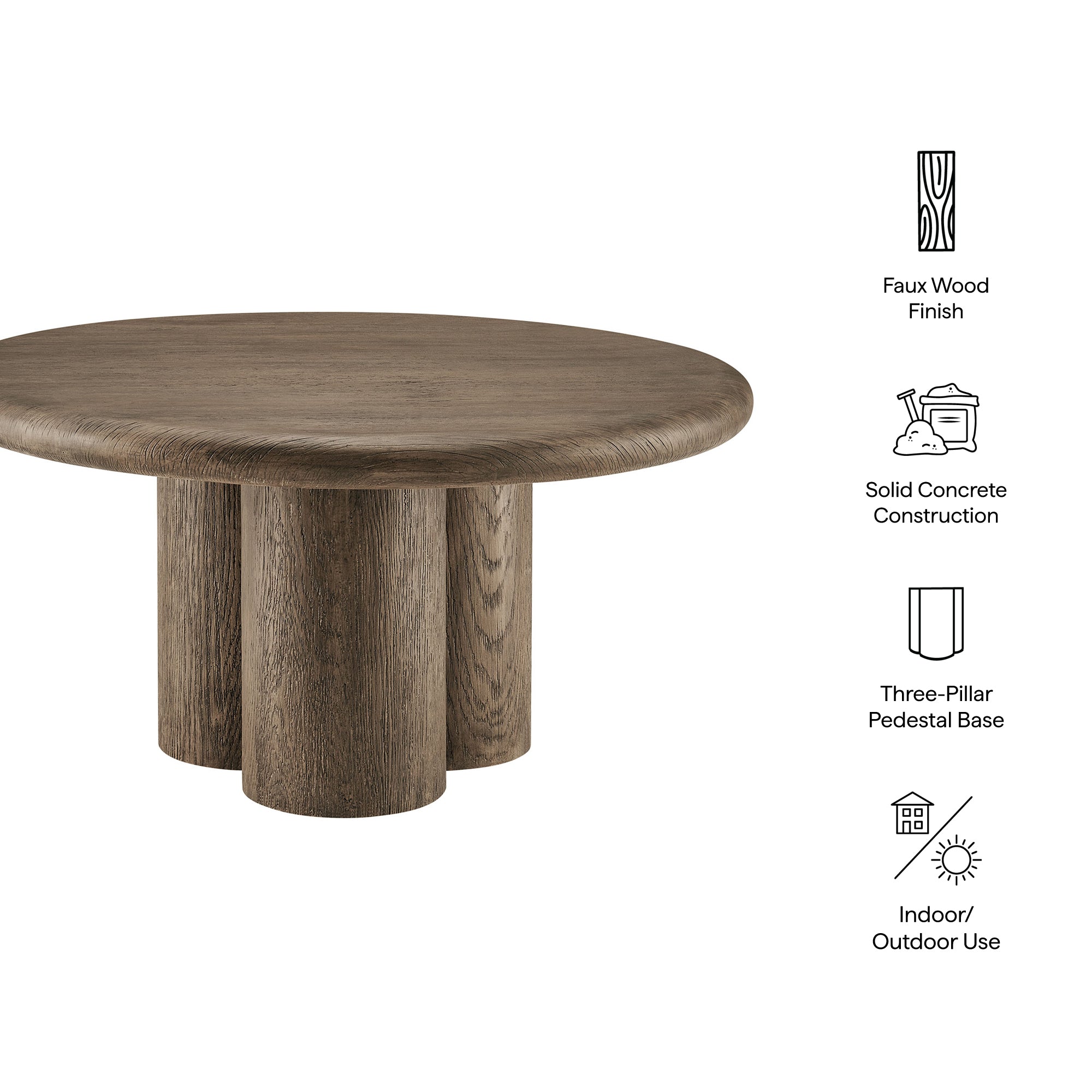 Tori 31 Inch Round Indoor and Outdoor Patio Coffee Table