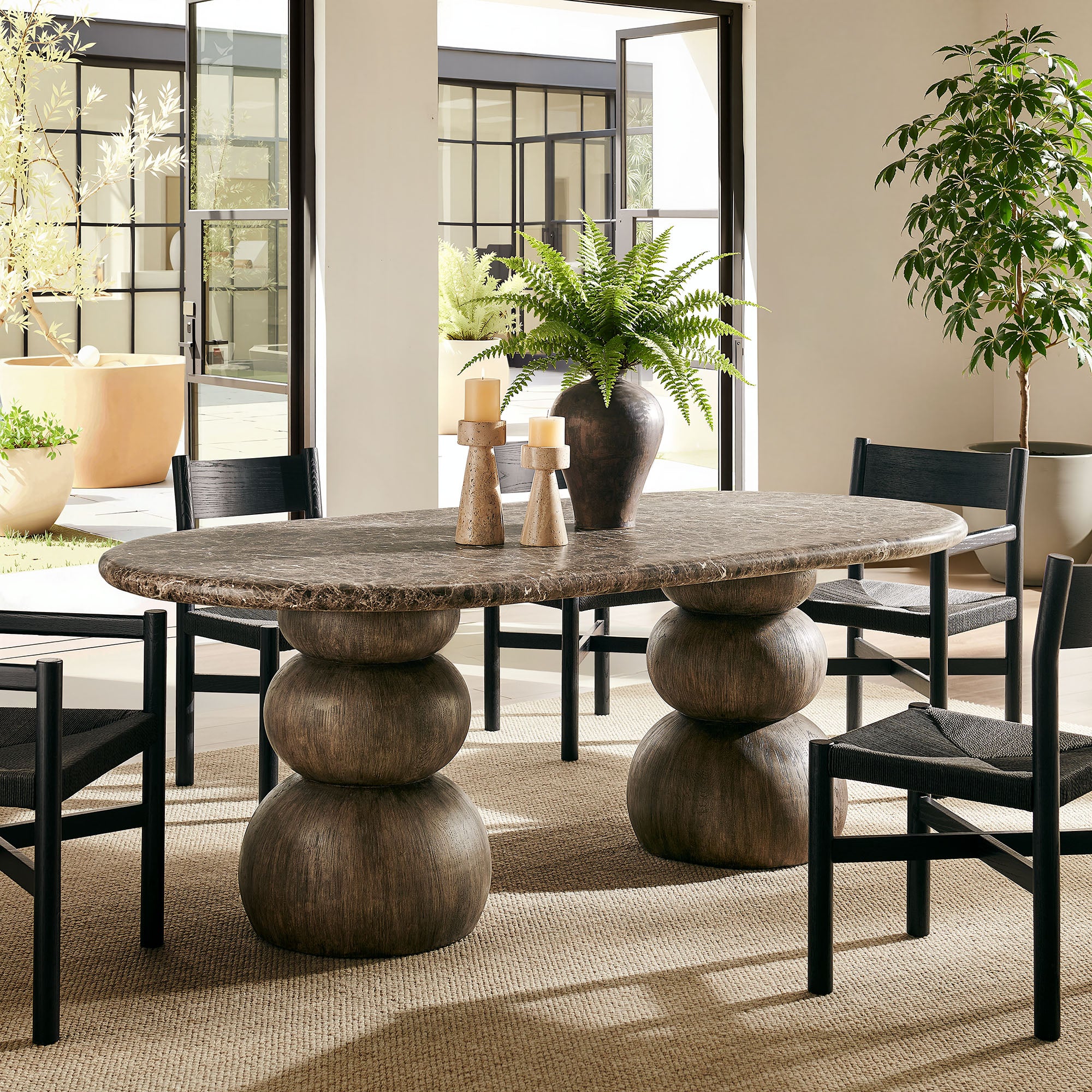 Pietra Indoor Outdoor Patio Oval Dining Table