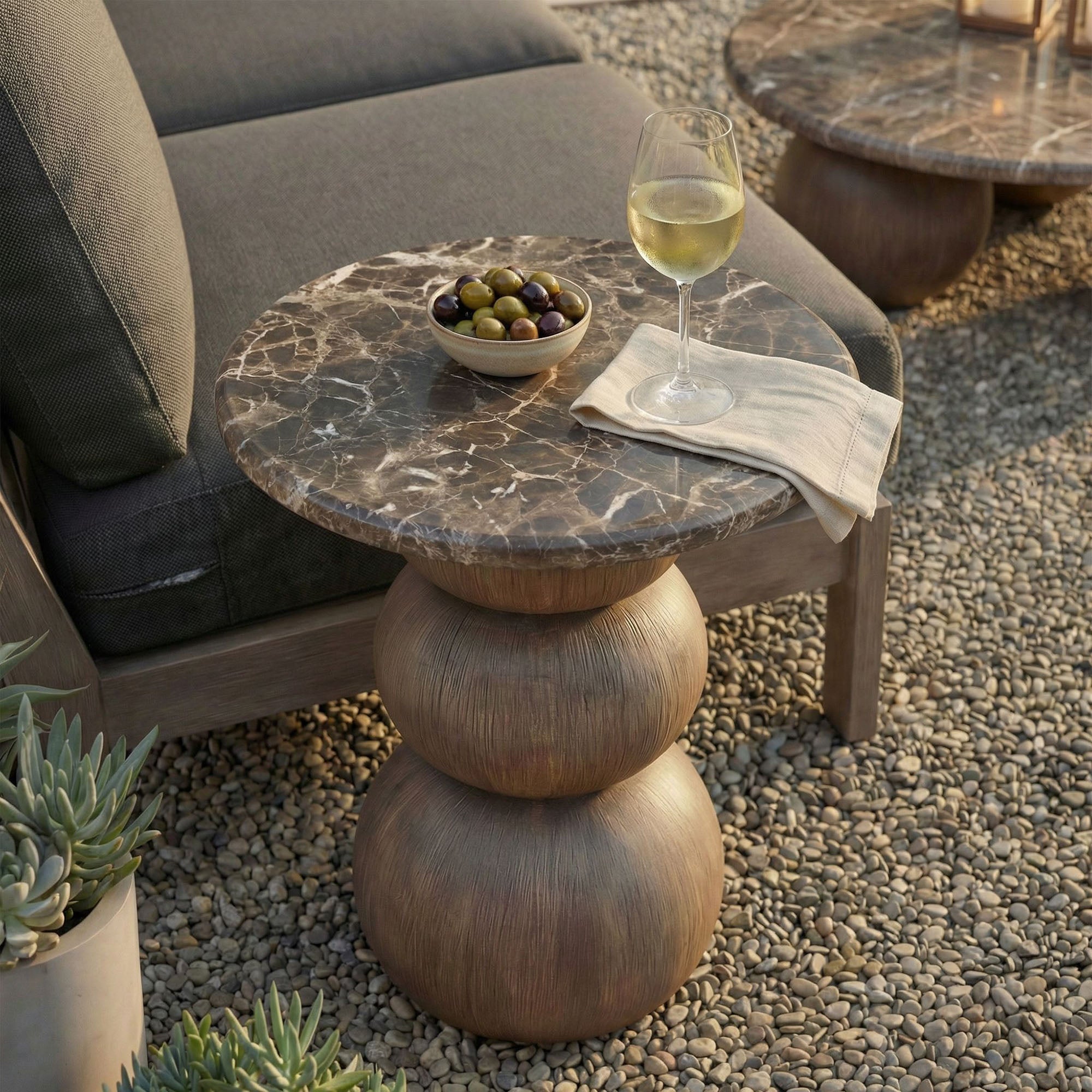 Pietra Indoor Outdoor Patio Round Side Table