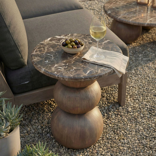 Pietra Indoor Outdoor Patio Round Side Table