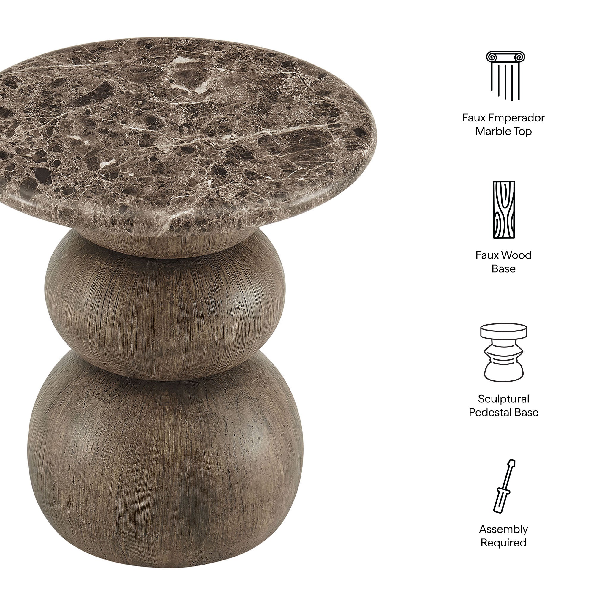 Pietra Indoor Outdoor Patio Round Side Table