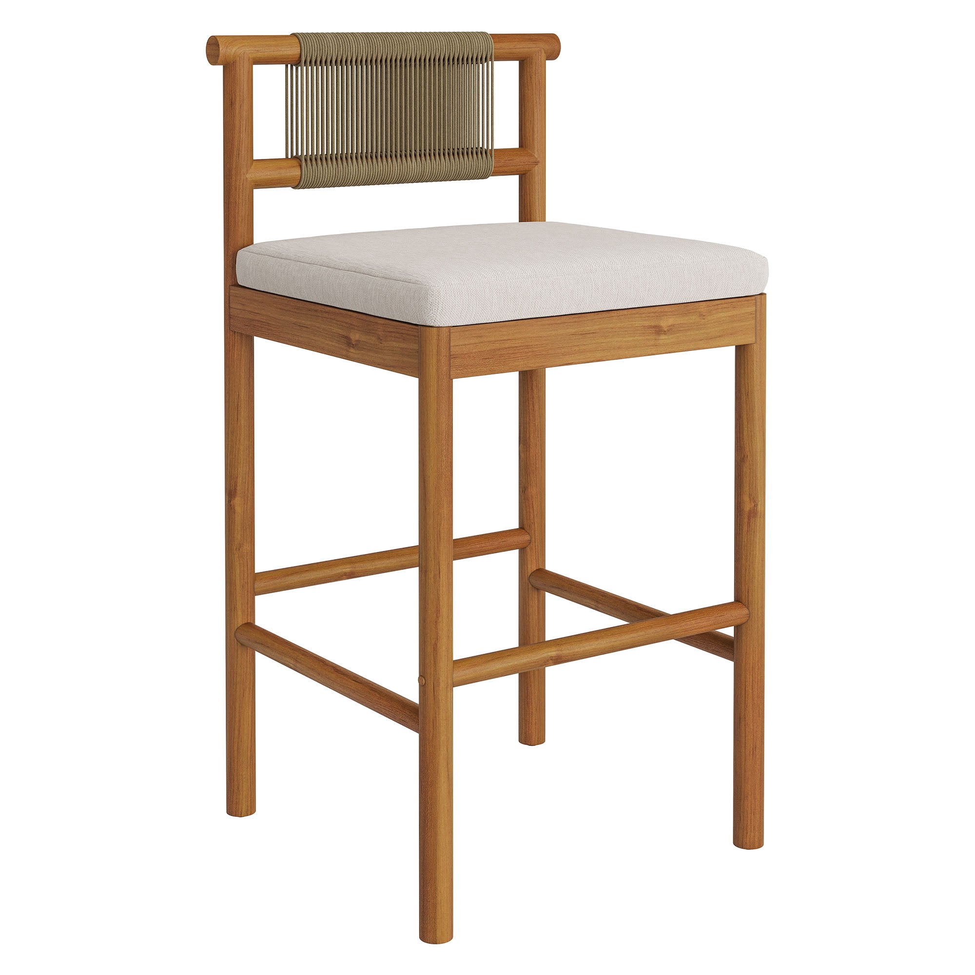 Eleni Outdoor Patio Teak Wood Bar Stools Set of 2