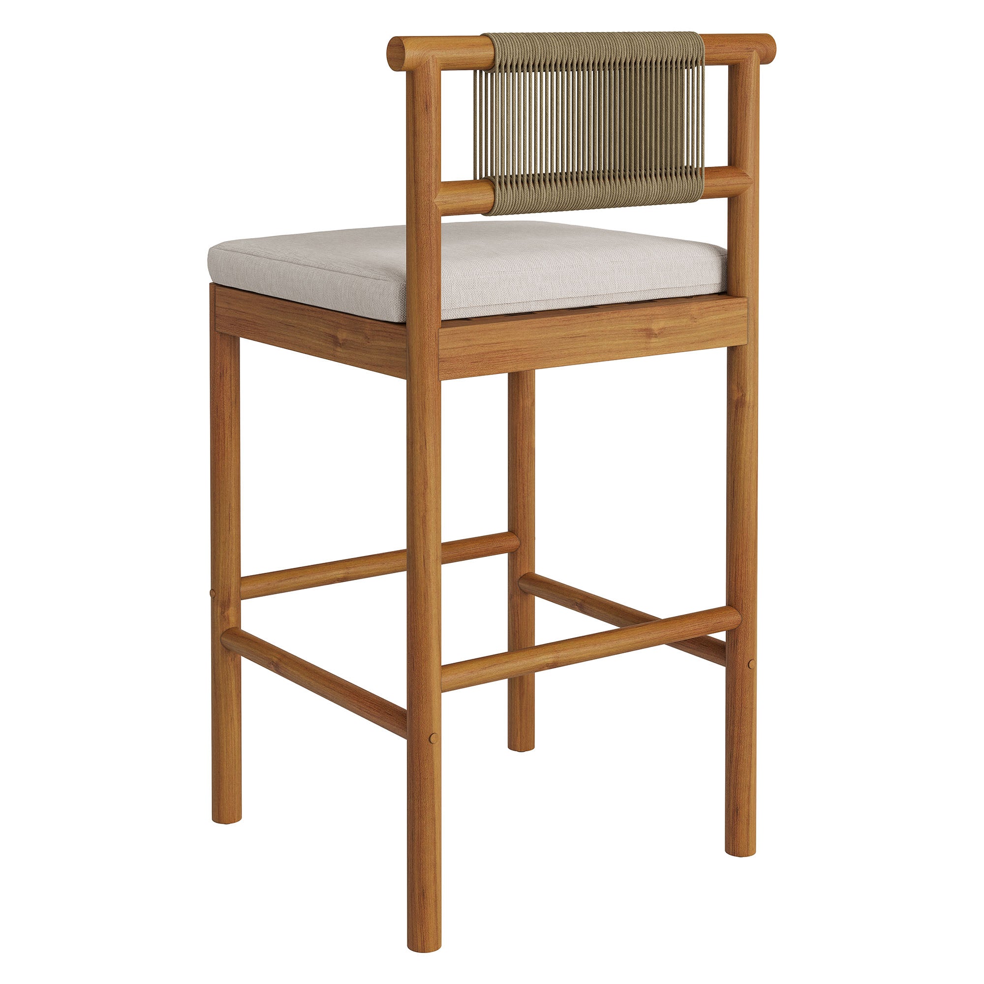 Eleni Outdoor Patio Teak Wood Bar Stools Set of 2