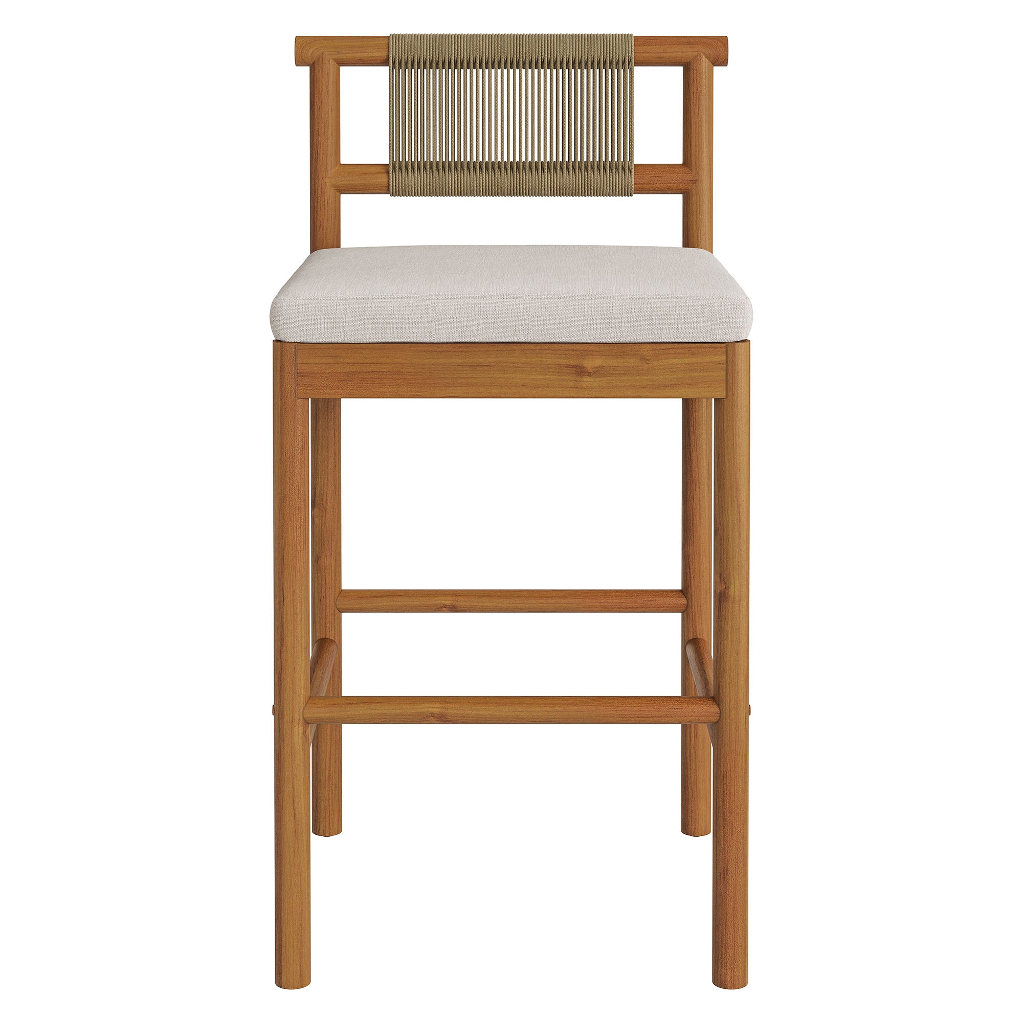 Eleni Outdoor Patio Teak Wood Bar Stools Set of 2