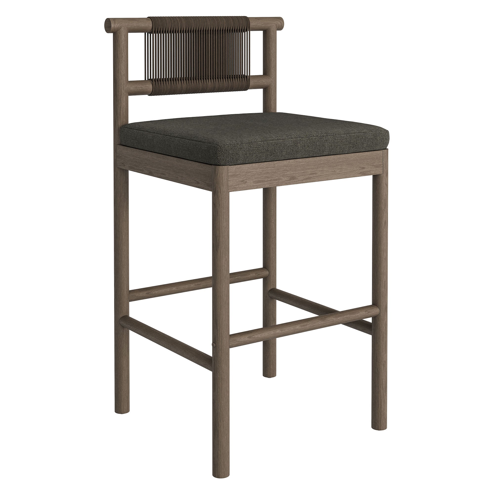 Eleni Outdoor Patio Teak Wood Bar Stools Set of 2