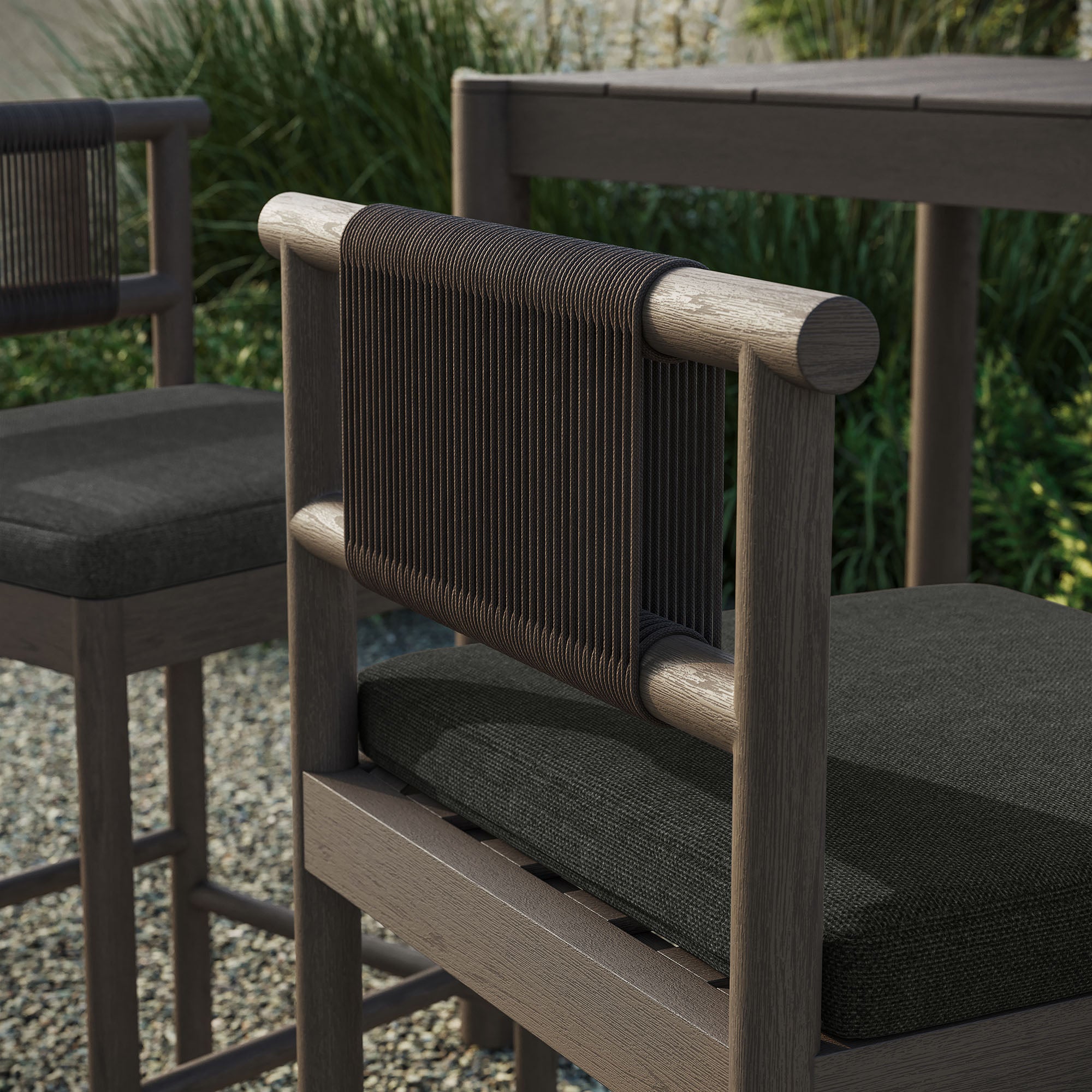 Eleni Outdoor Patio Teak Wood Bar Stools Set of 2