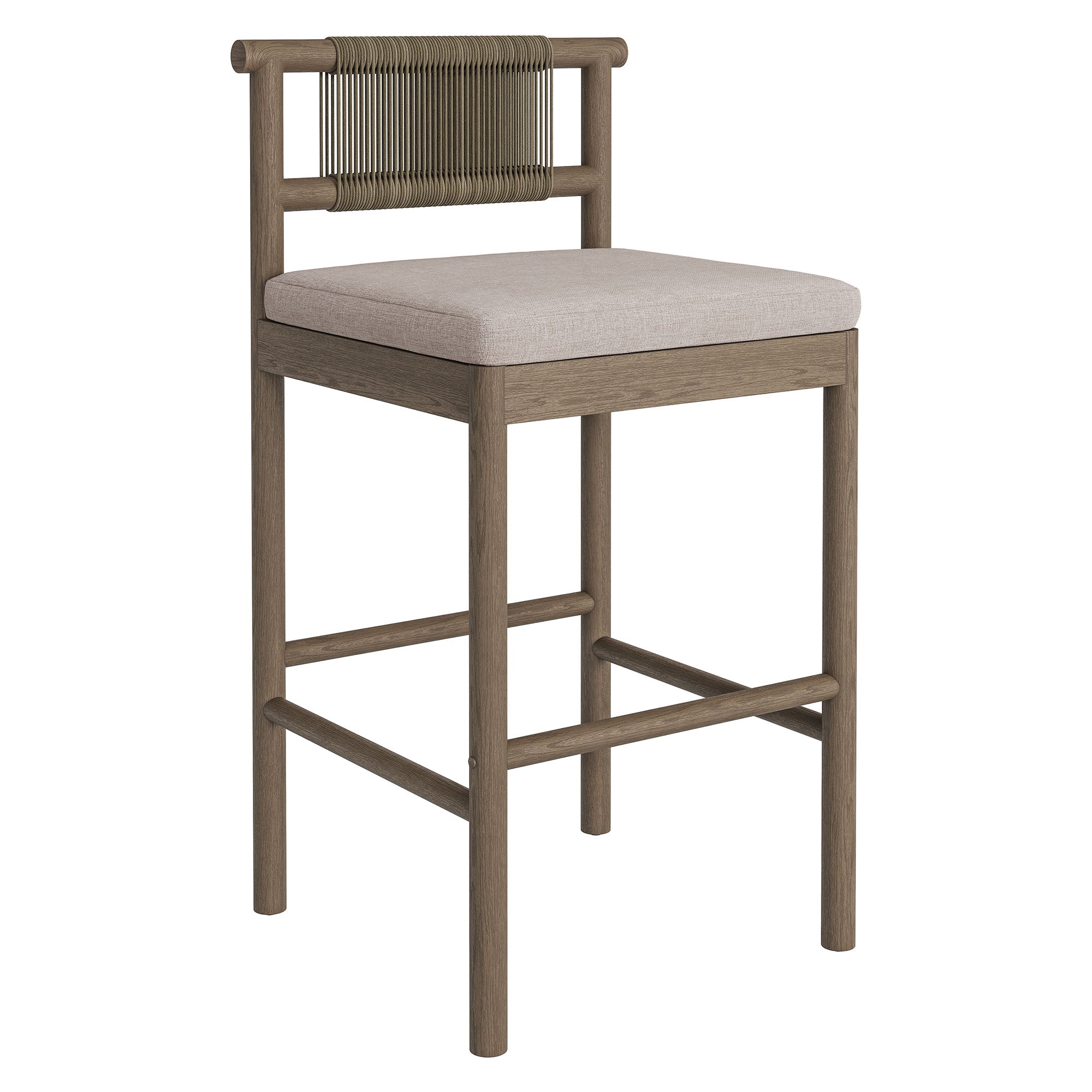 Eleni Outdoor Patio Teak Wood Bar Stools Set of 2