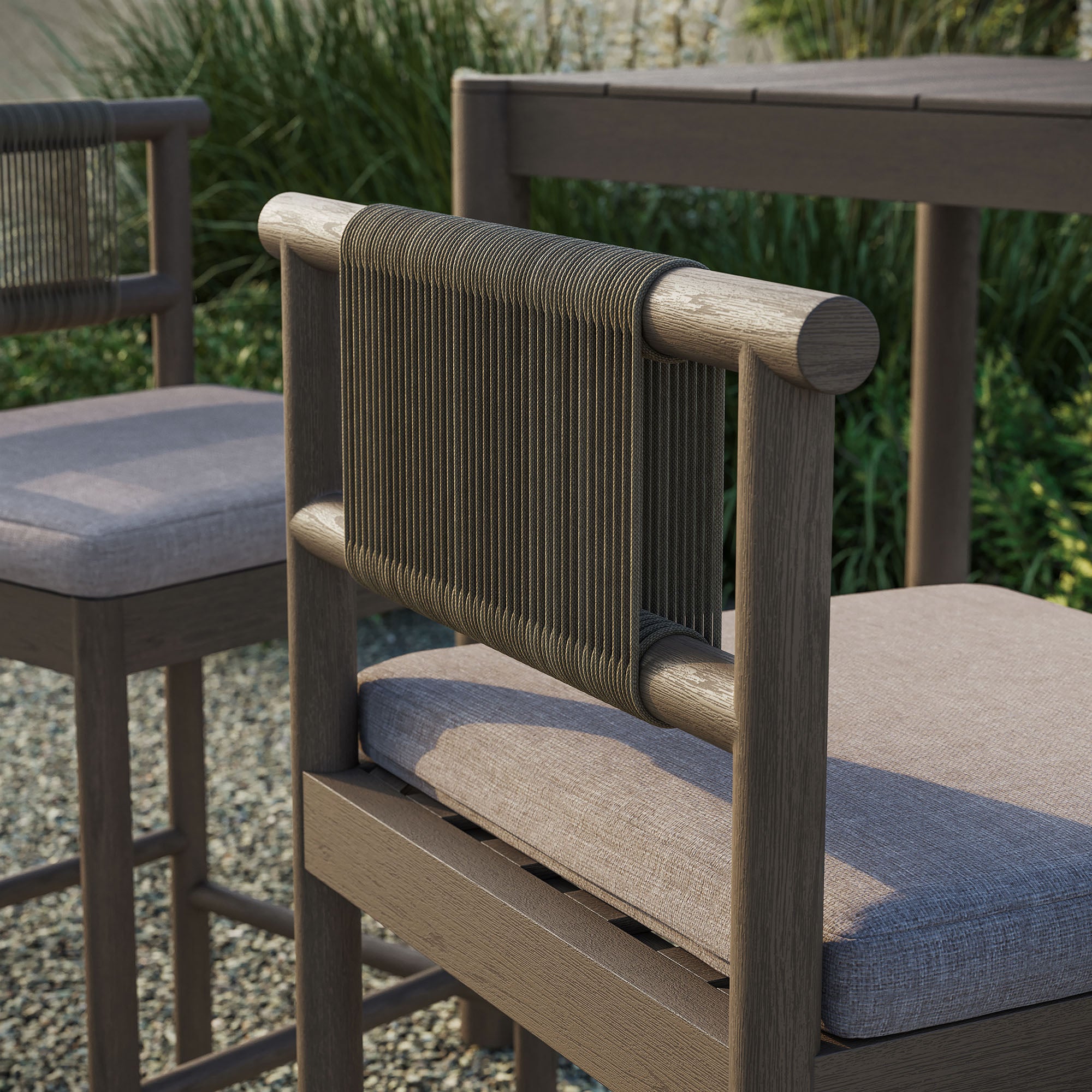 Eleni Outdoor Patio Teak Wood Bar Stools Set of 2