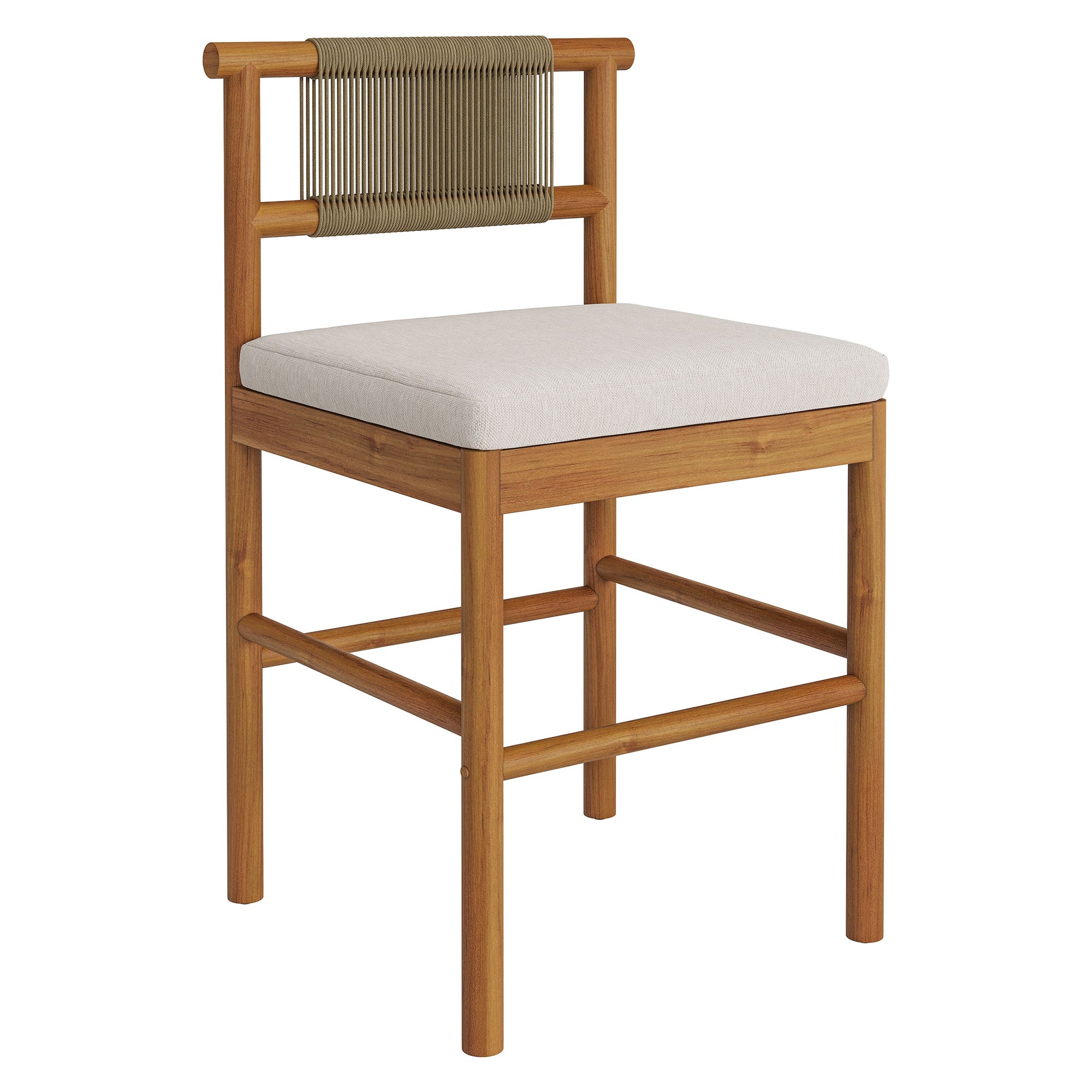 Eleni Outdoor Patio Teak Wood Counter Stools Set of 2