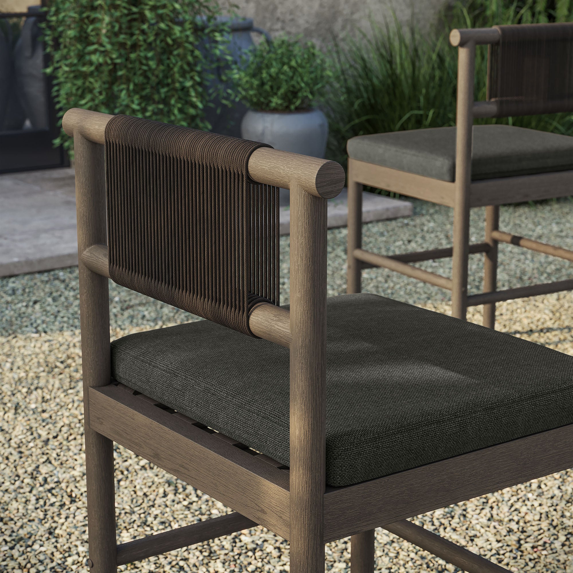 Eleni Outdoor Patio Teak Wood Counter Stools Set of 2
