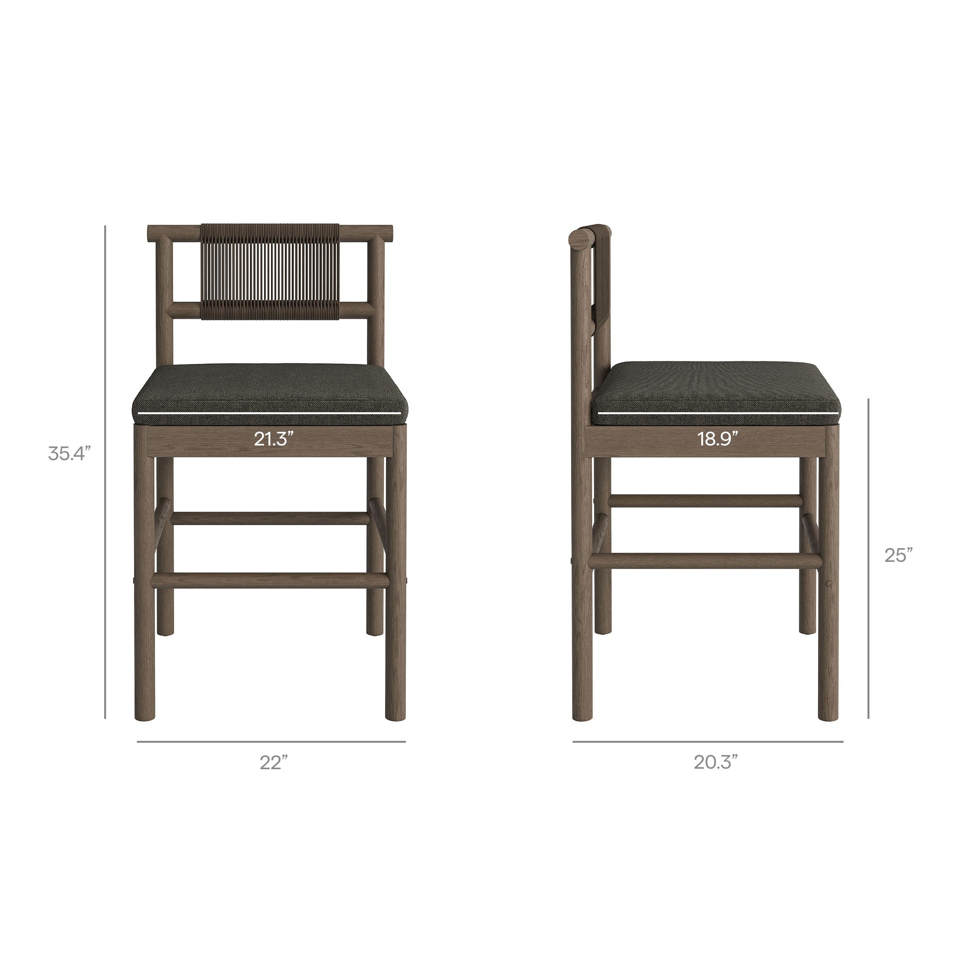 Eleni Outdoor Patio Teak Wood Counter Stools Set of 2