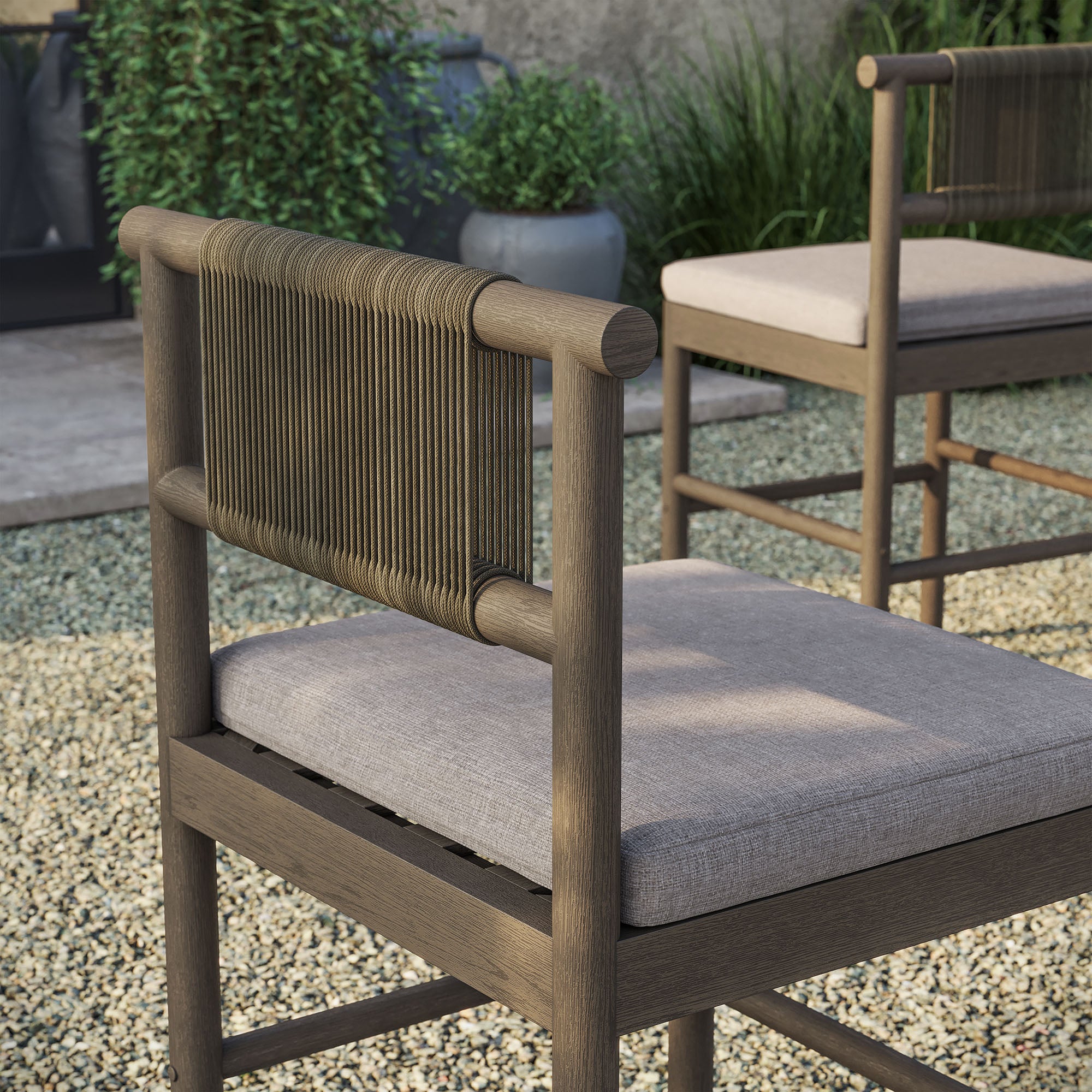 Eleni Outdoor Patio Teak Wood Counter Stools Set of 2