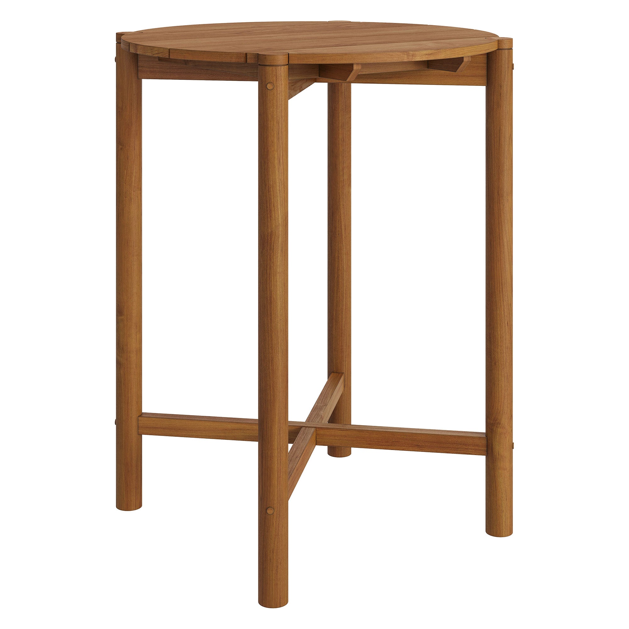 Eleni Round 35 Inch Outdoor Patio Teak Wood Round Bar Table