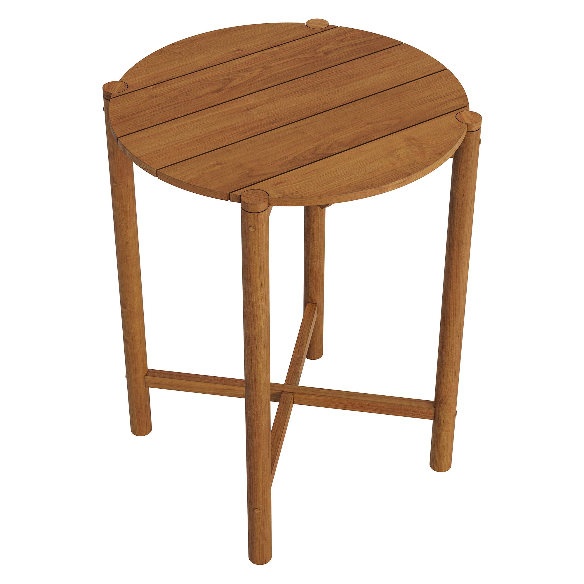 Eleni Round 35 Inch Outdoor Patio Teak Wood Round Bar Table