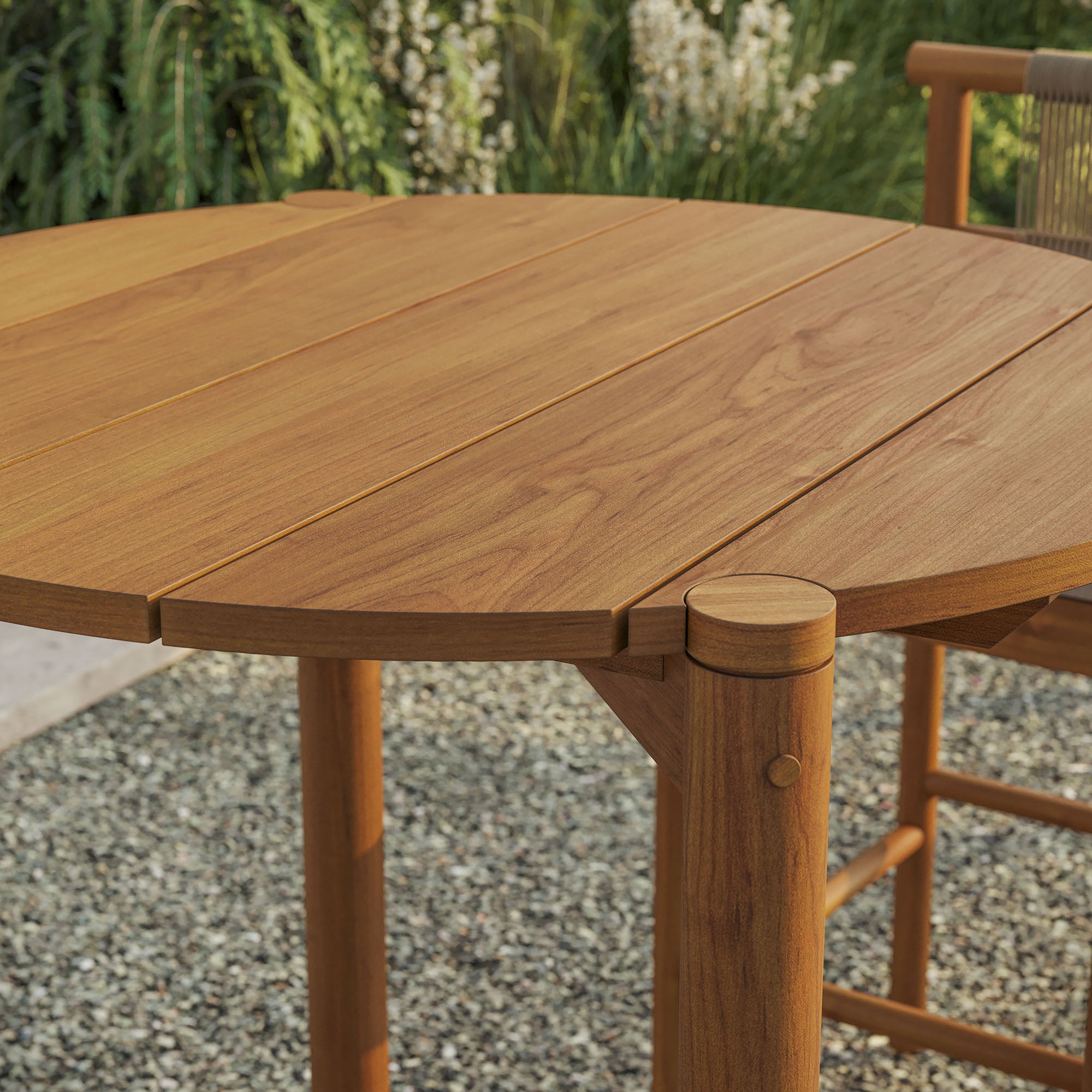 Eleni Round 35 Inch Outdoor Patio Teak Wood Round Bar Table