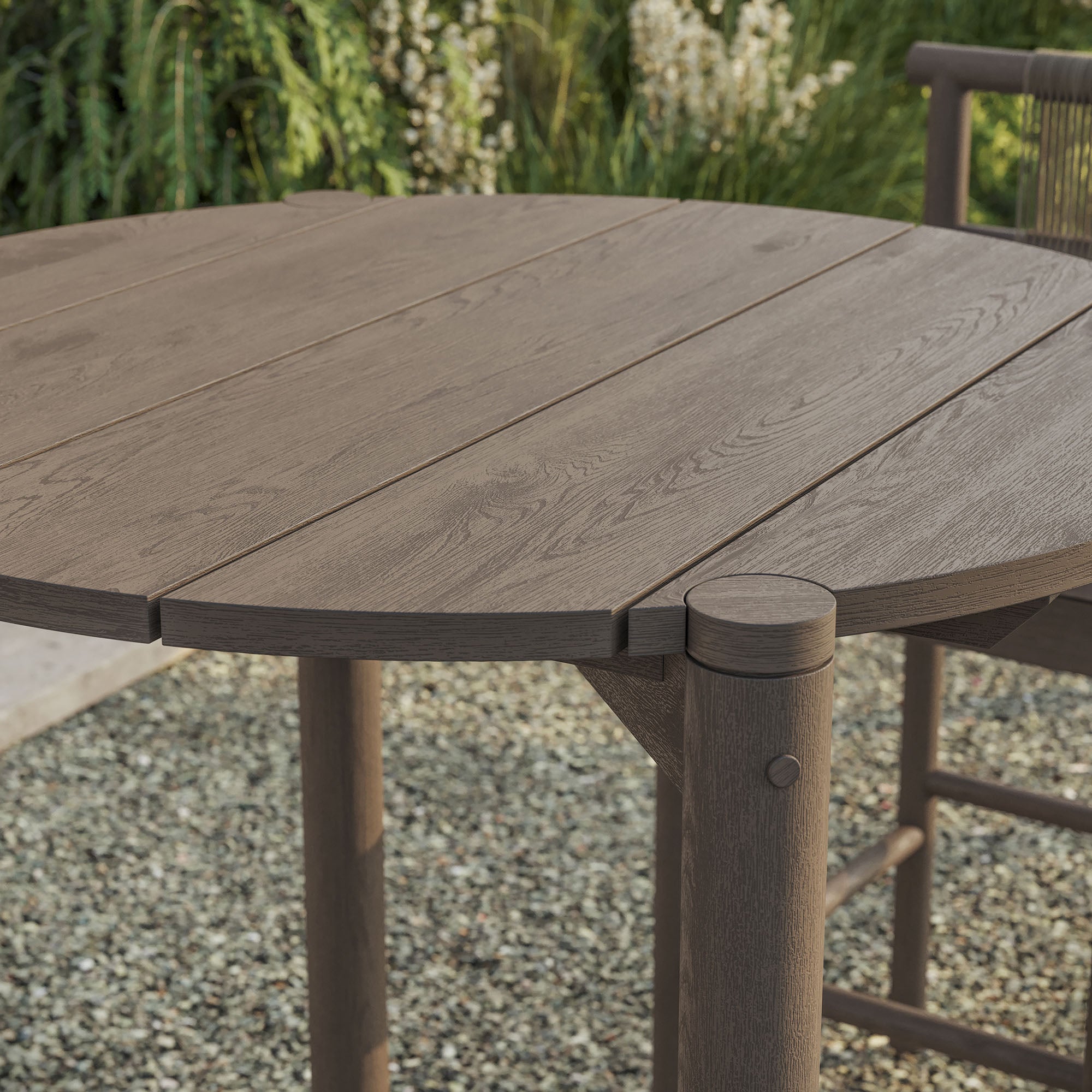 Eleni Round 35 Inch Outdoor Patio Teak Wood Round Bar Table