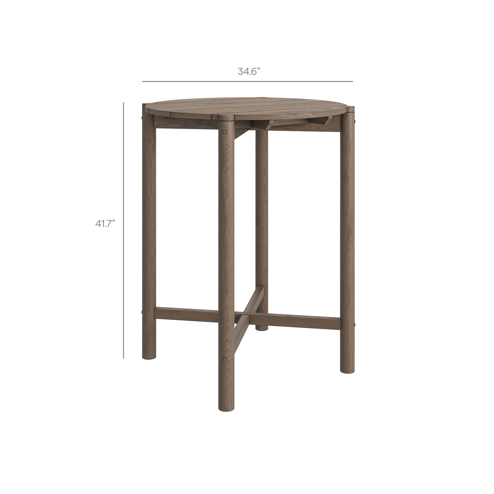 Eleni Round 35 Inch Outdoor Patio Teak Wood Round Bar Table
