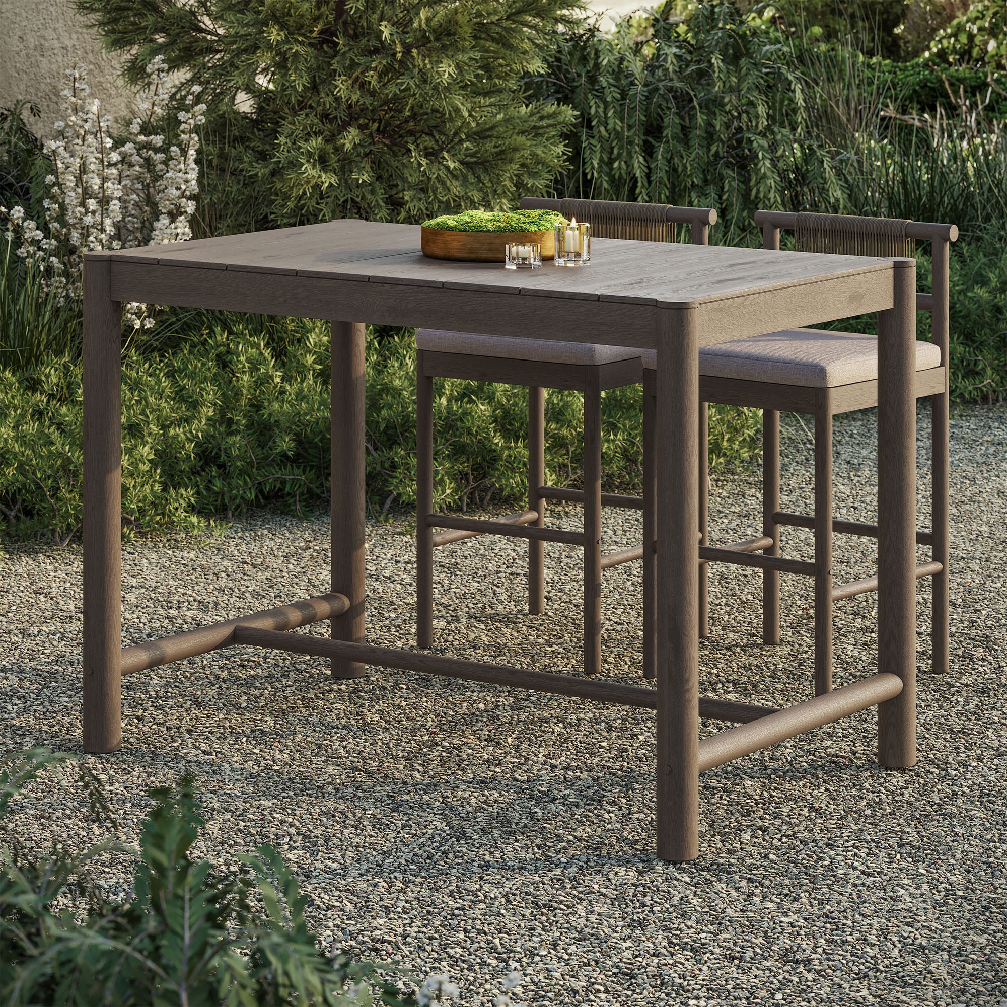 Eleni Rectangle 56-Inch Outdoor Patio Teak Wood Rectangular Bar Table