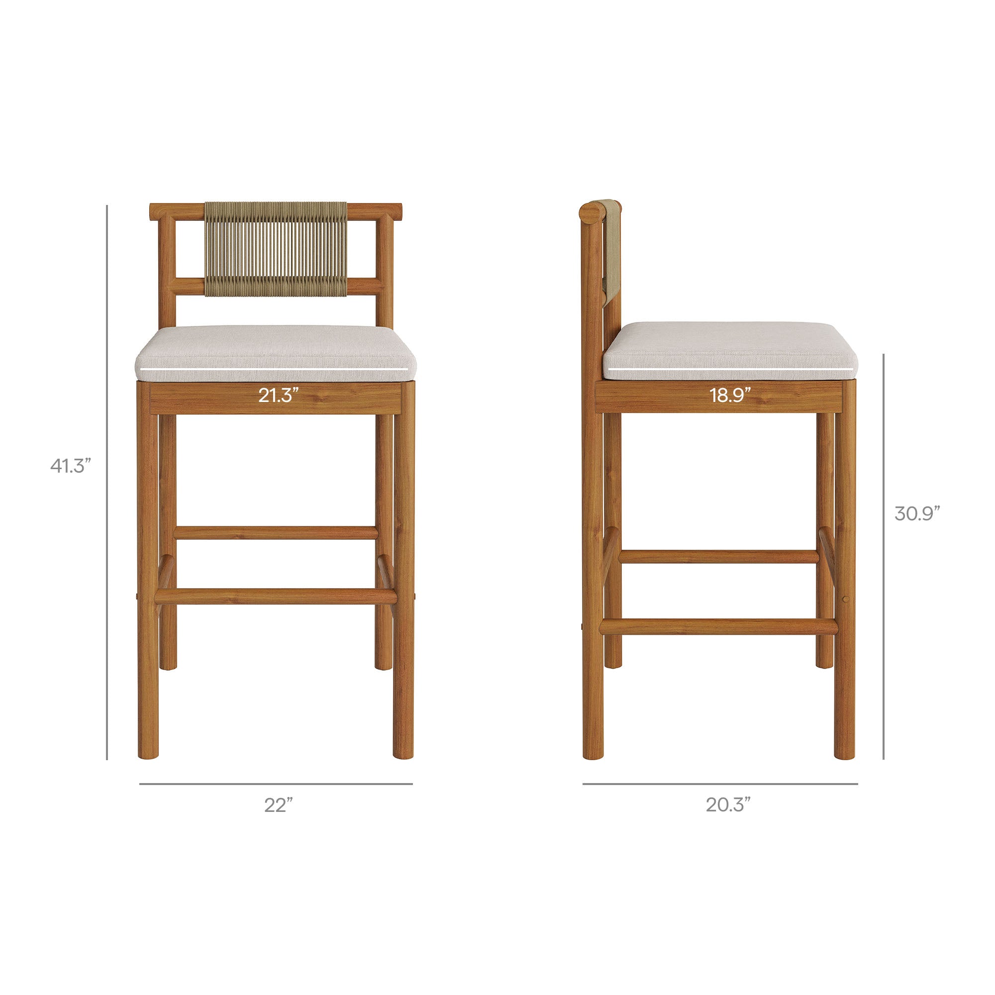 Eleni 3-Piece Outdoor Patio Teak Wood Bar Set