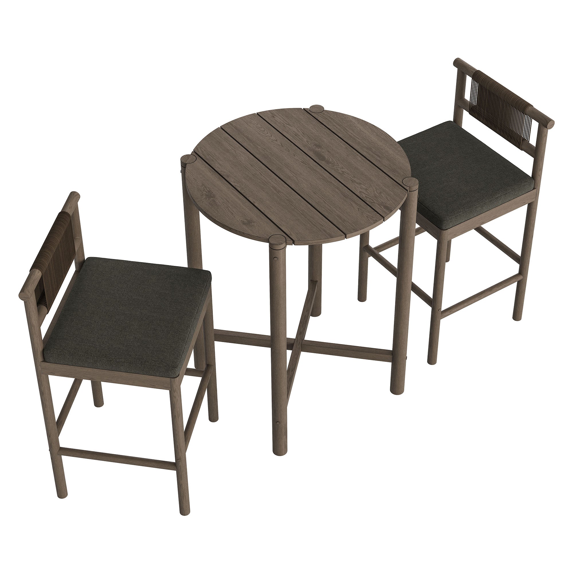 Eleni 3-Piece Outdoor Patio Teak Wood Bar Set