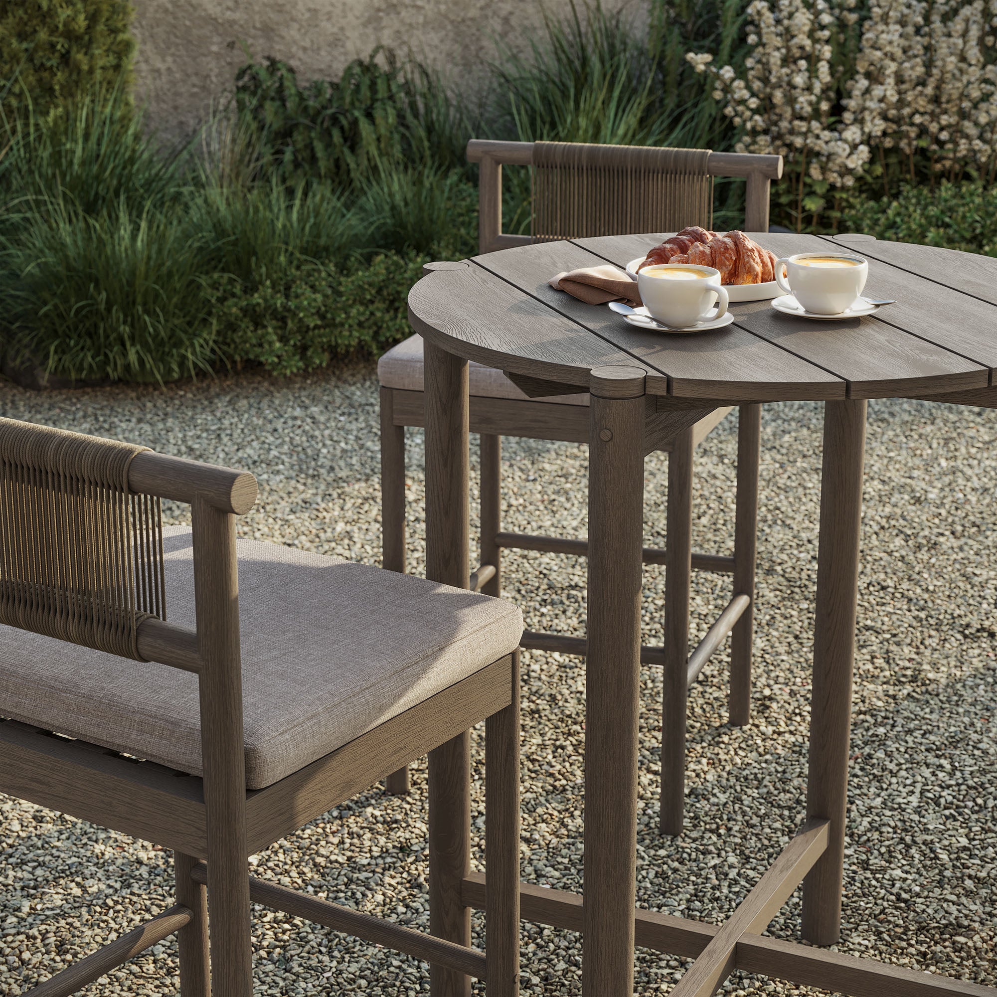 Eleni 3-Piece Outdoor Patio Teak Wood Bar Set