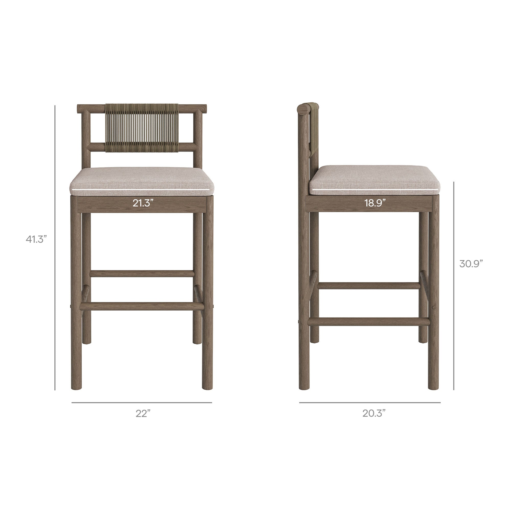 Eleni 3-Piece Outdoor Patio Teak Wood Bar Set