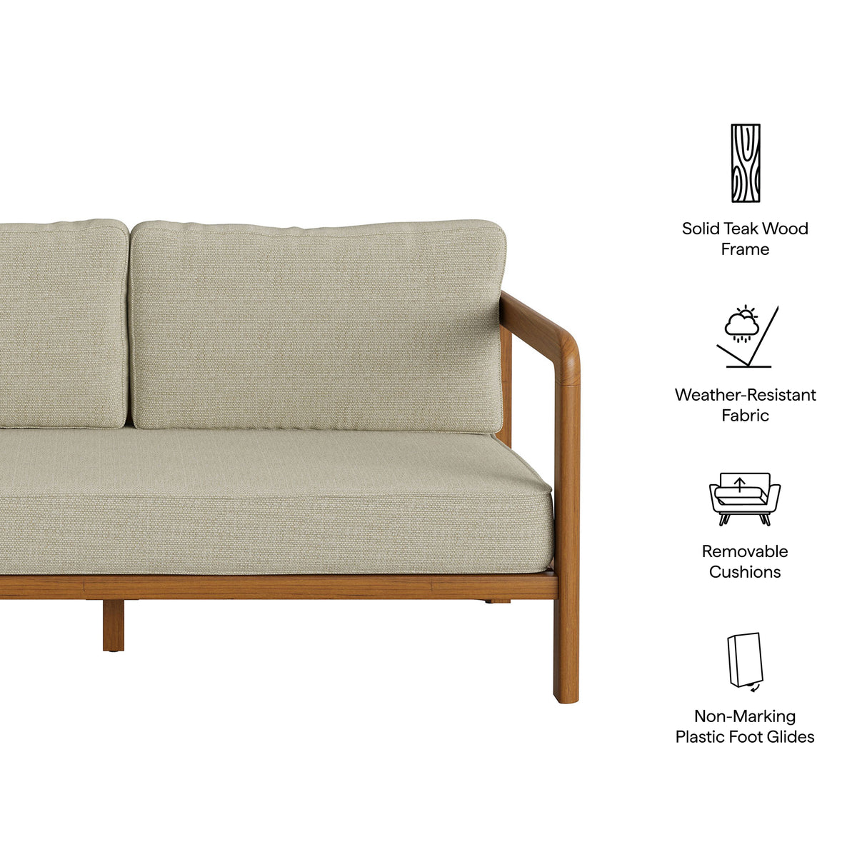 Kona Outdoor Patio Teak Wood Loveseat