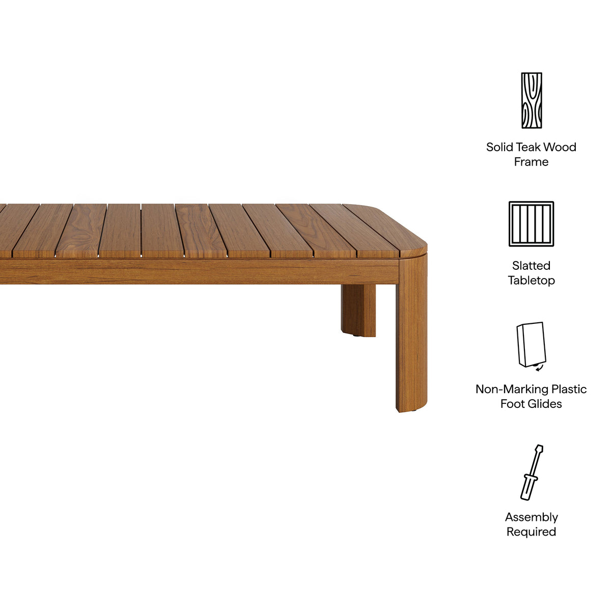 Kona 47 Inch Outdoor Patio Teak Wood Coffee Table