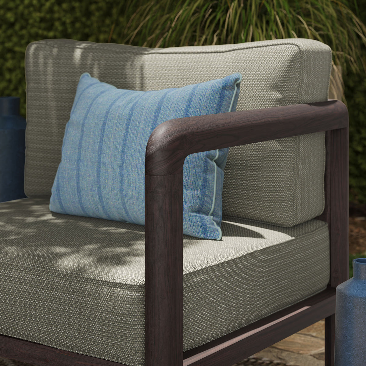 Kona Outdoor Patio Teak Wood Right-Arm Facing Modular Armchair