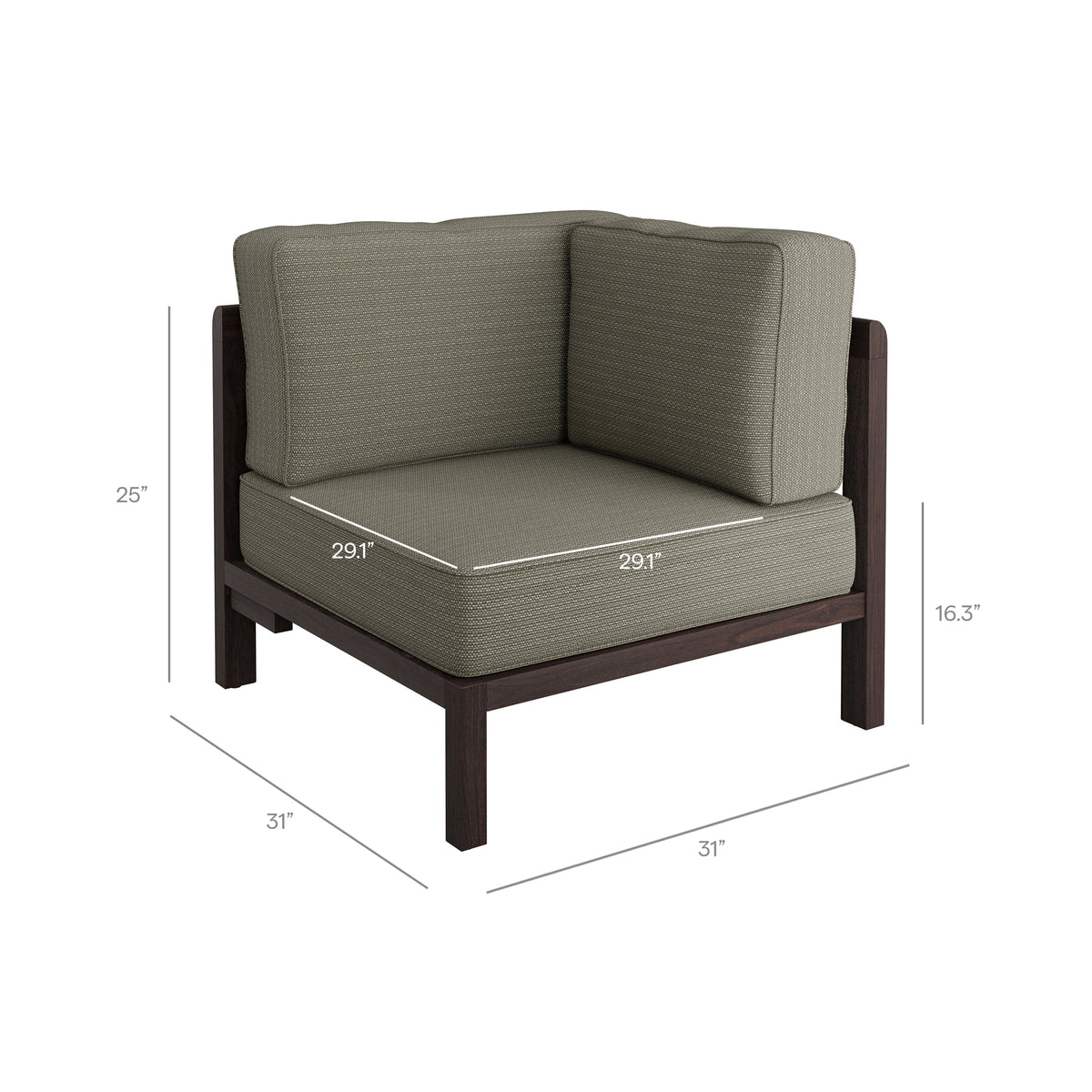 Kona Outdoor Patio Teak Wood Corner Modular Chair